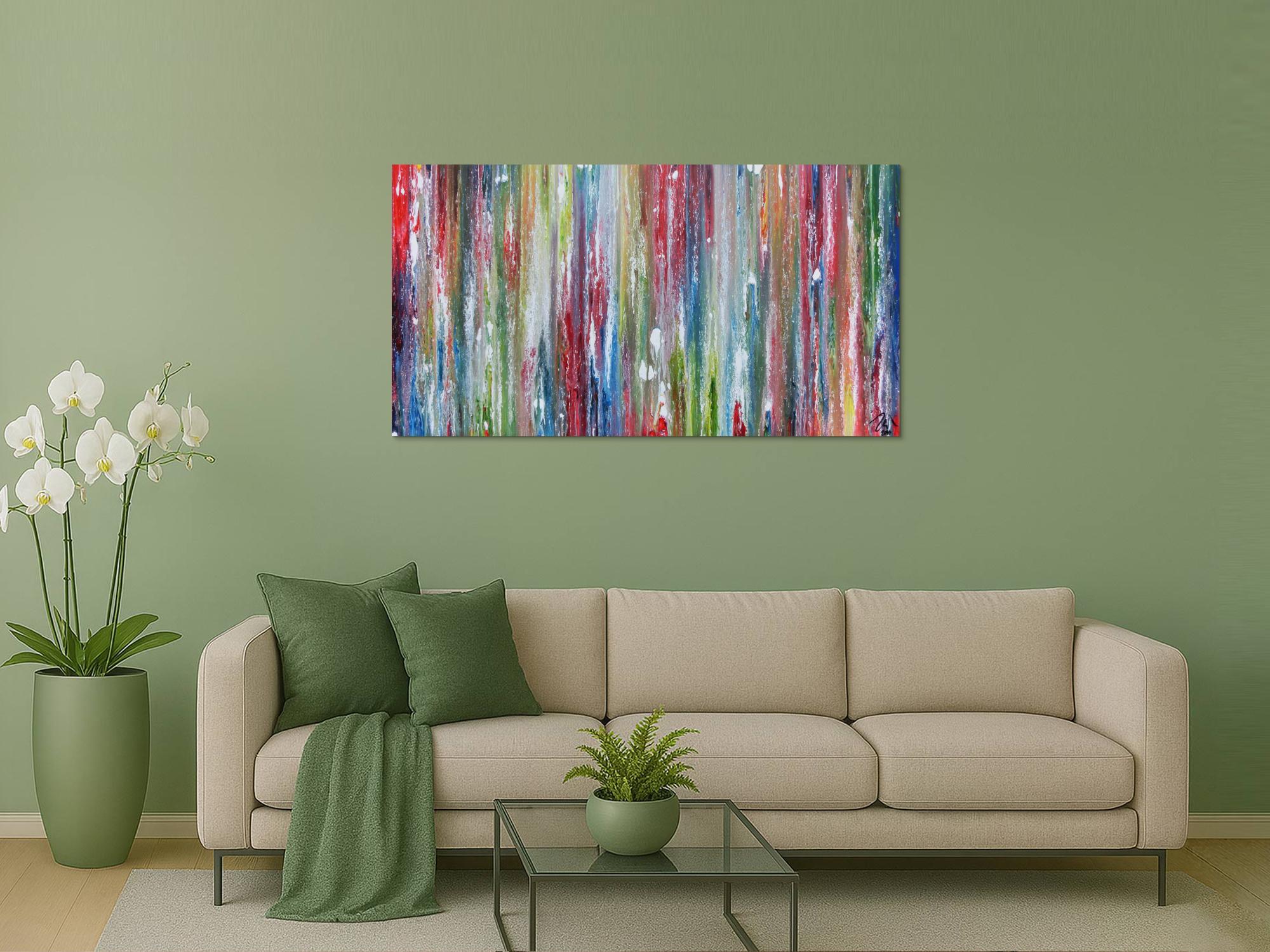 Sehr buntes Acrylgemälde abstrakt modern mit vielen Farben