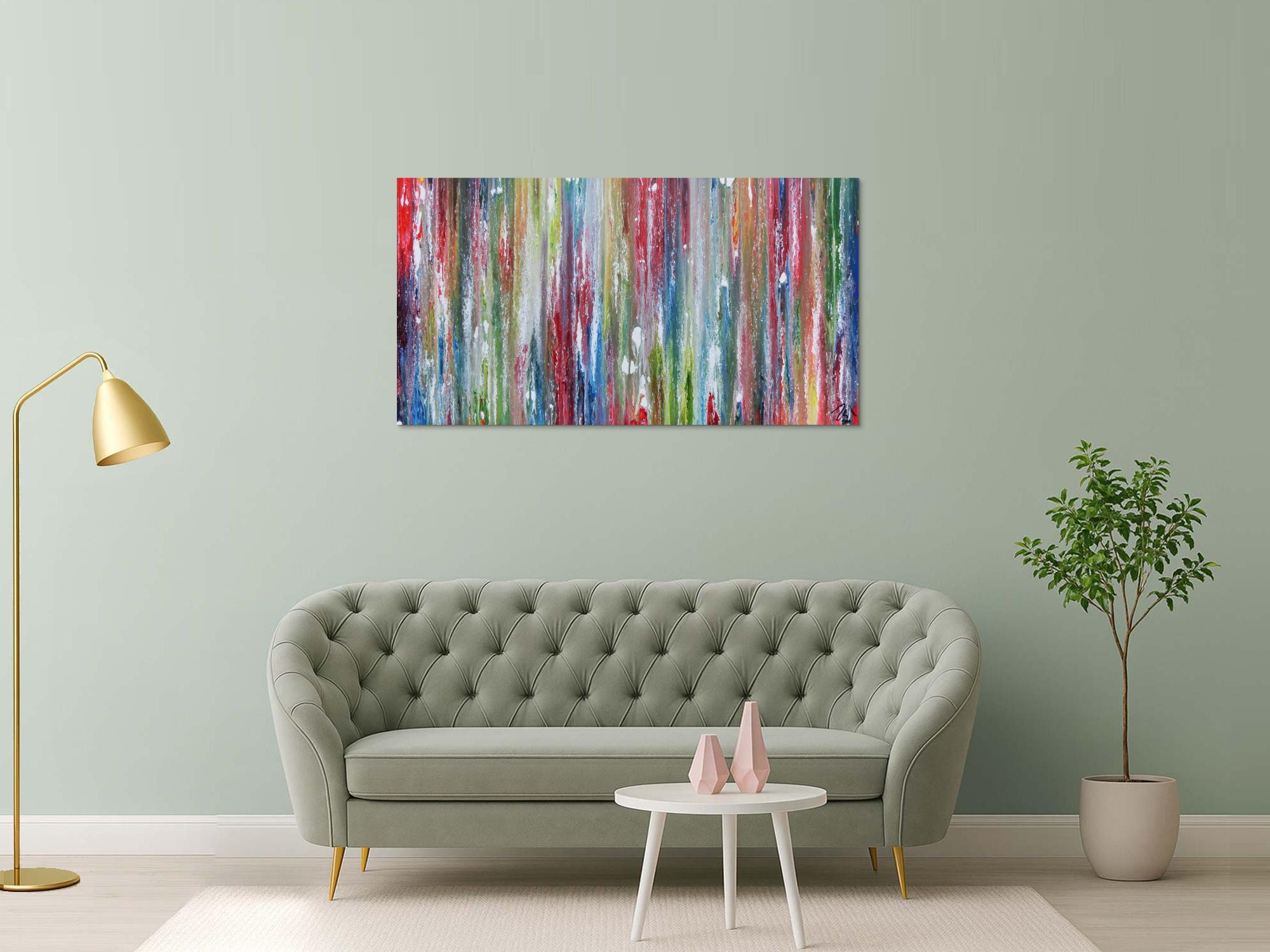 Sehr buntes Acrylgemälde abstrakt modern mit vielen Farben