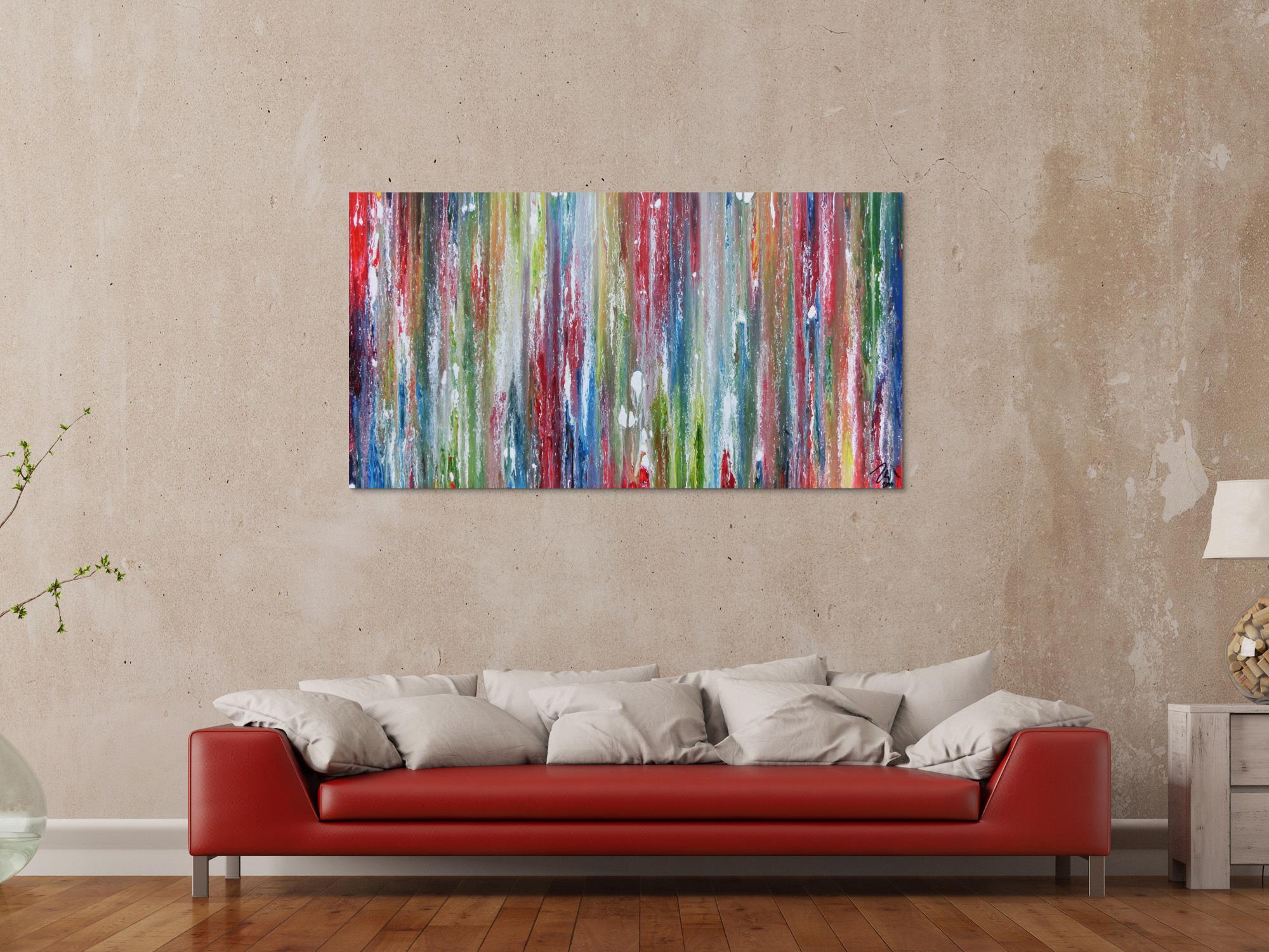 Sehr buntes Acrylgemälde abstrakt modern mit vielen Farben