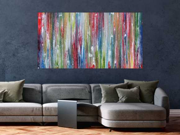 Sehr buntes Acrylgemälde abstrakt modern mit vielen Farben