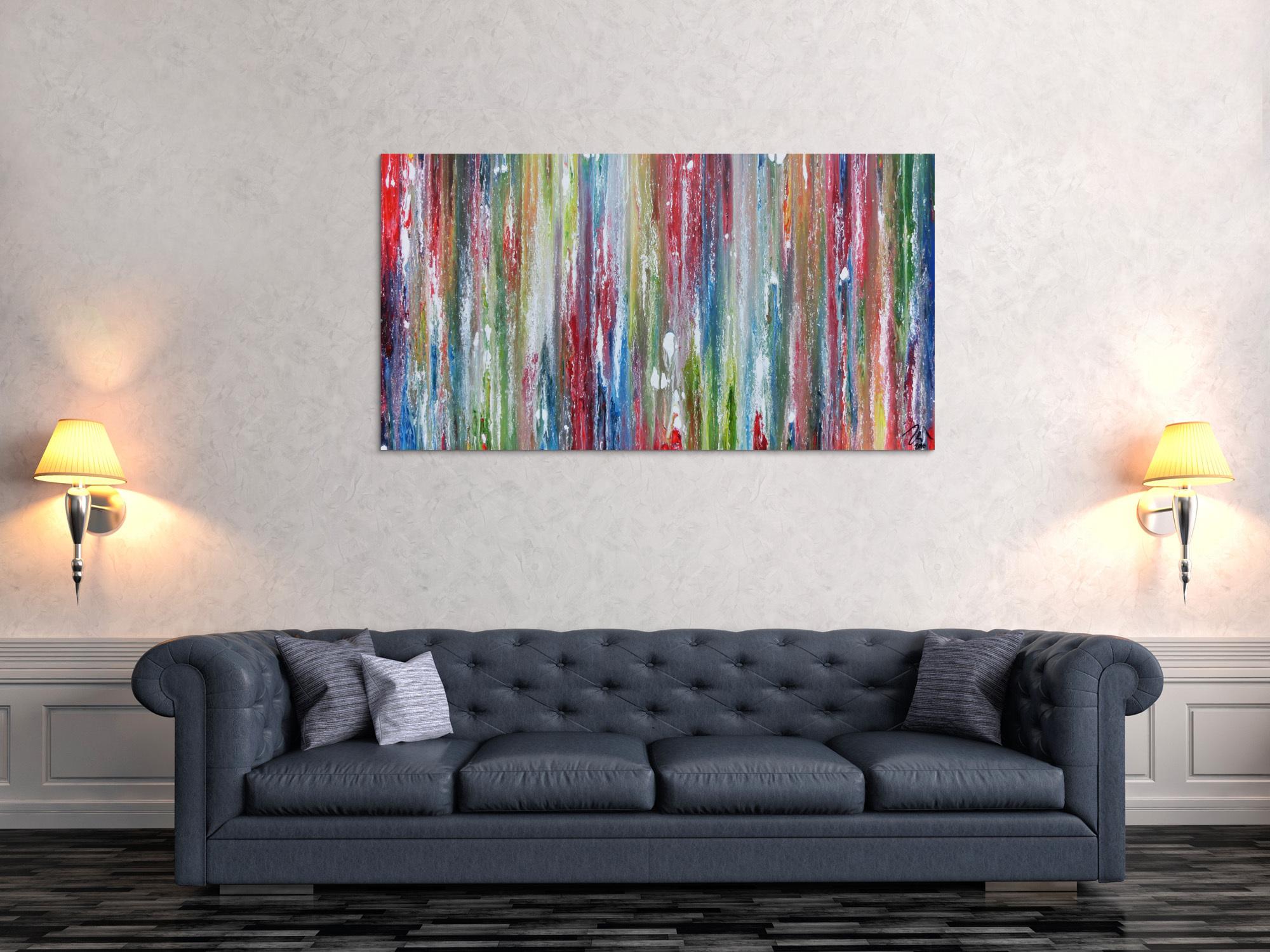 Sehr buntes Acrylgemälde abstrakt modern mit vielen Farben