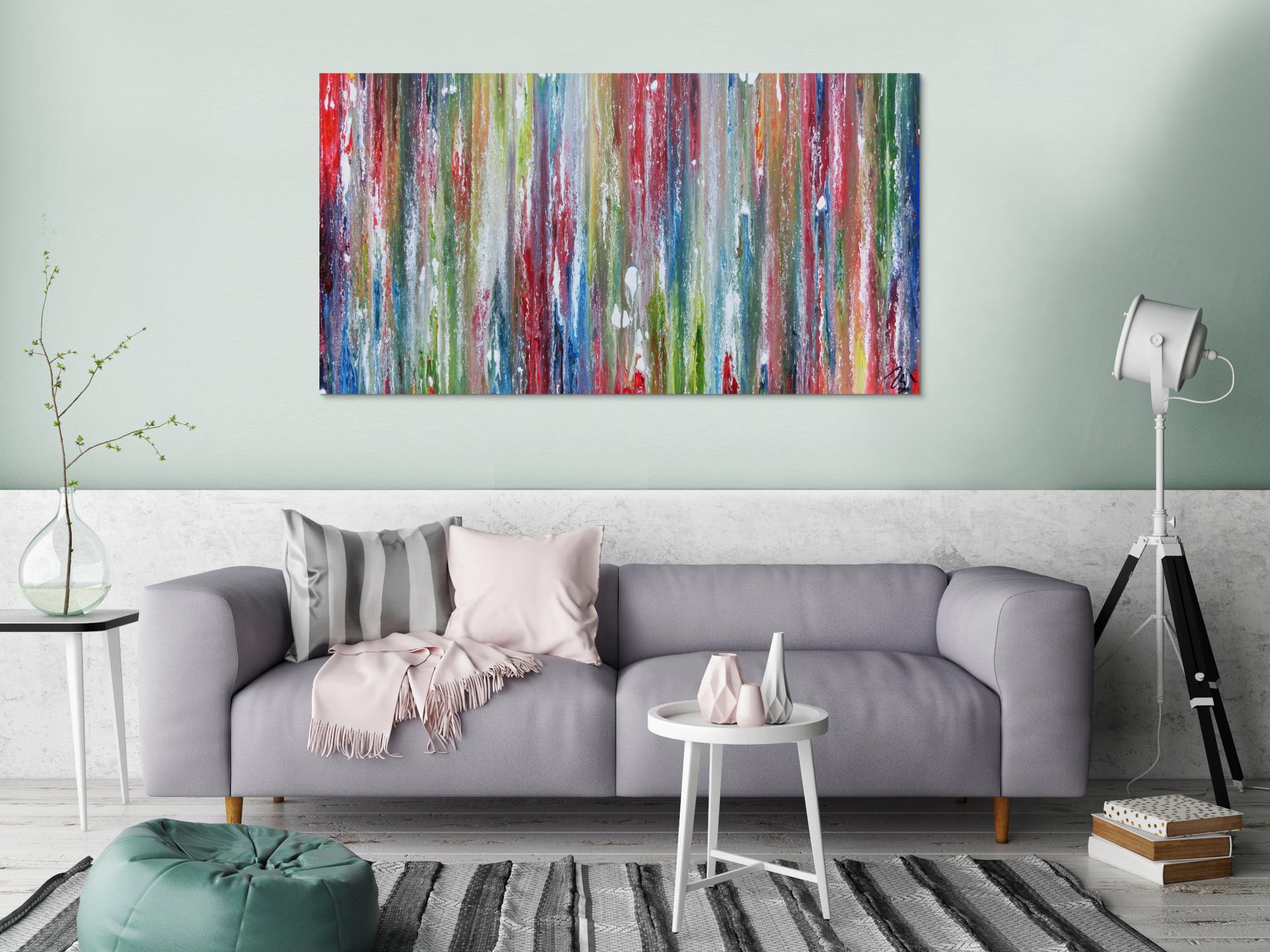 Sehr buntes Acrylgemälde abstrakt modern mit vielen Farben