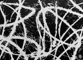 Abstraktes Acrylgemälde in schwarz weiß sehr modern und schlicht