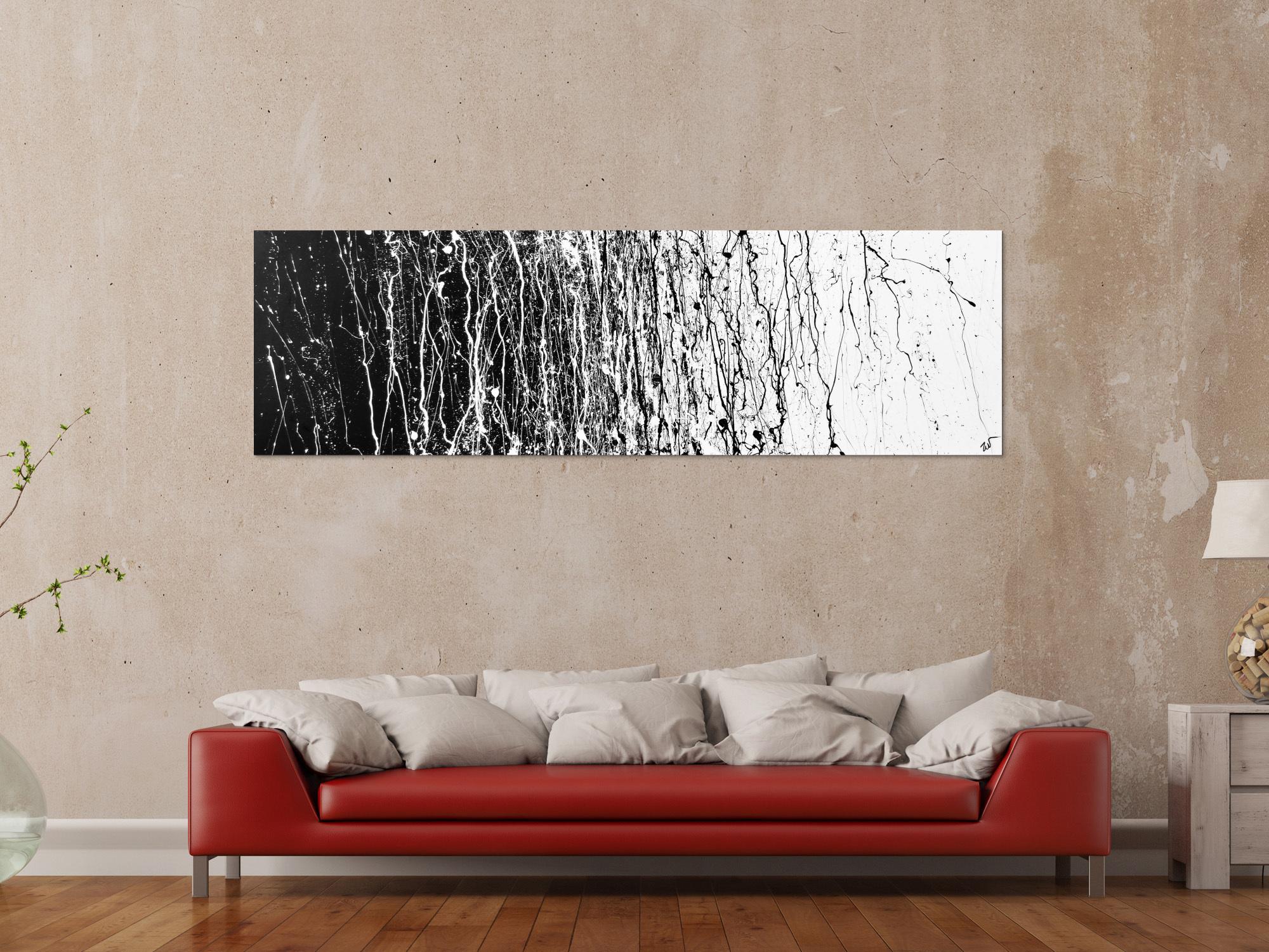 Abstraktes Actrylbild schwarz/weiß