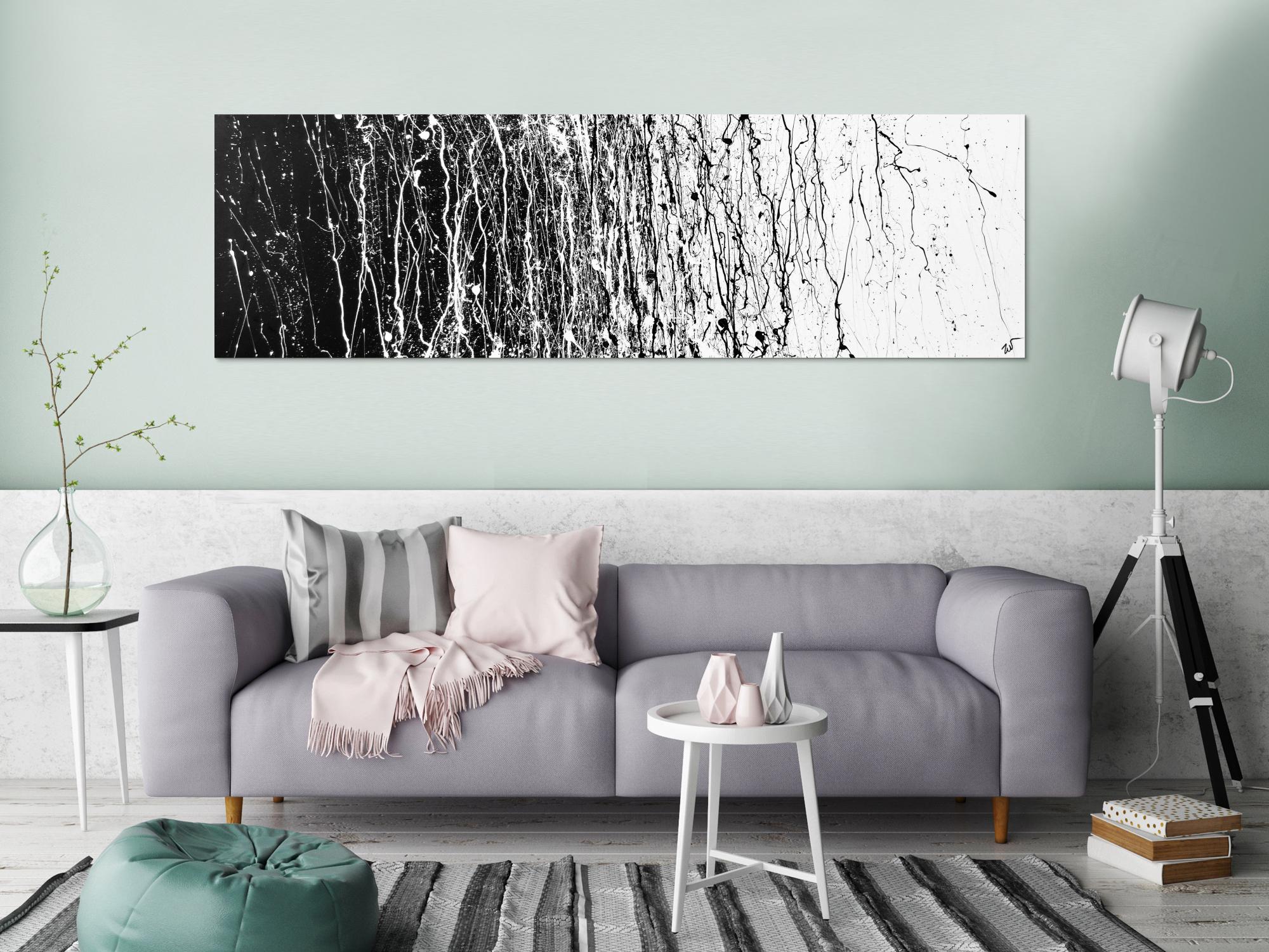 Abstraktes Actrylbild schwarz/weiß
