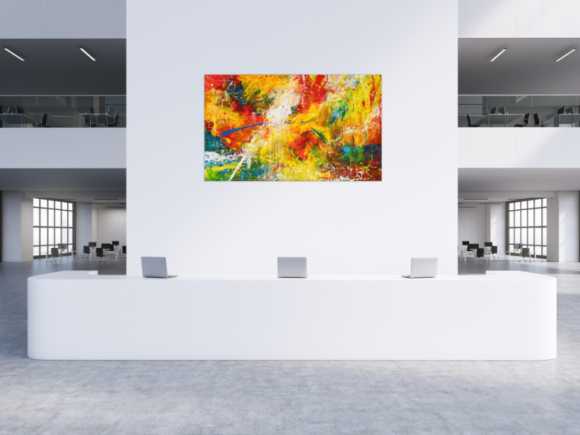 Abstraktes Original Gemälde 120x200cm Action Painting Moderne Kunst handgemalt Mischtechnik bunt rot gelb einzigartig