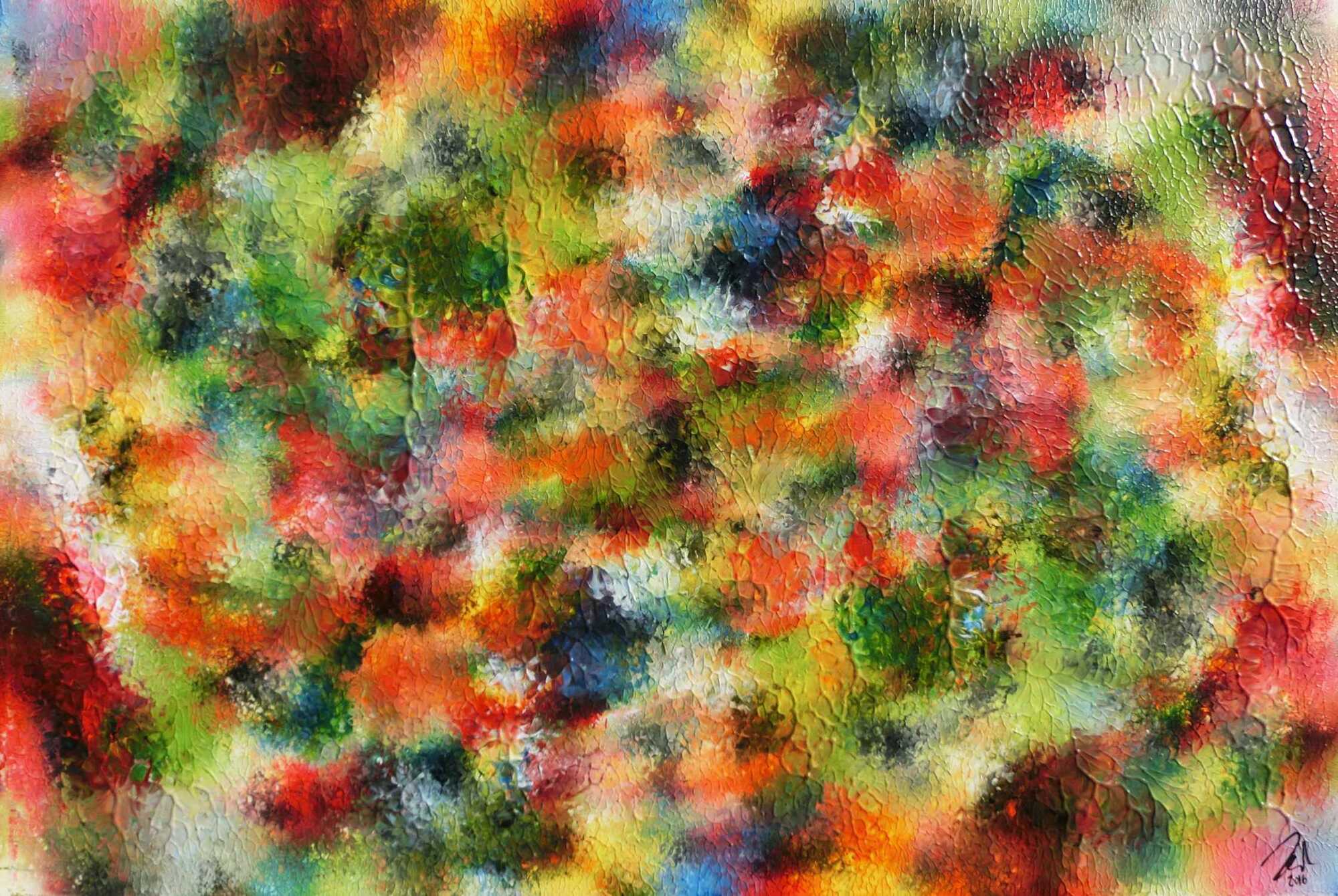 Abstraktes Acrylgemälde modern sehr bunt und viele Farben