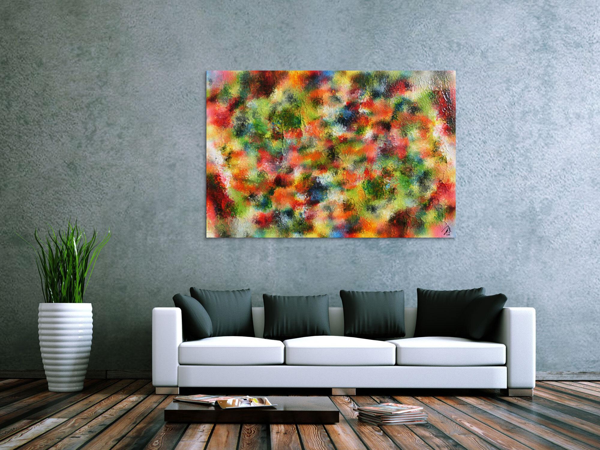 Abstraktes Acrylgemälde modern sehr bunt und viele Farben