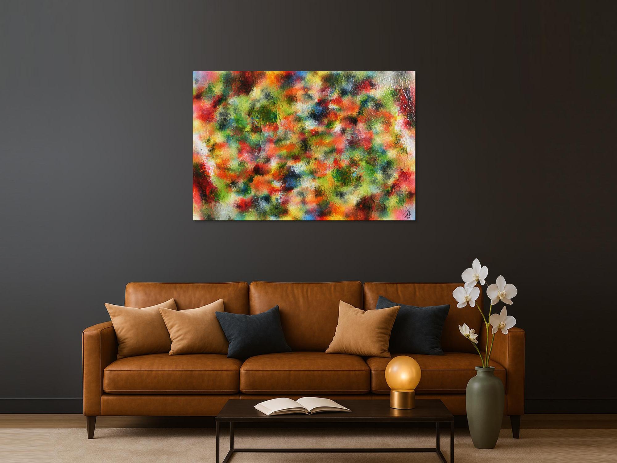 Abstraktes Acrylgemälde modern sehr bunt und viele Farben