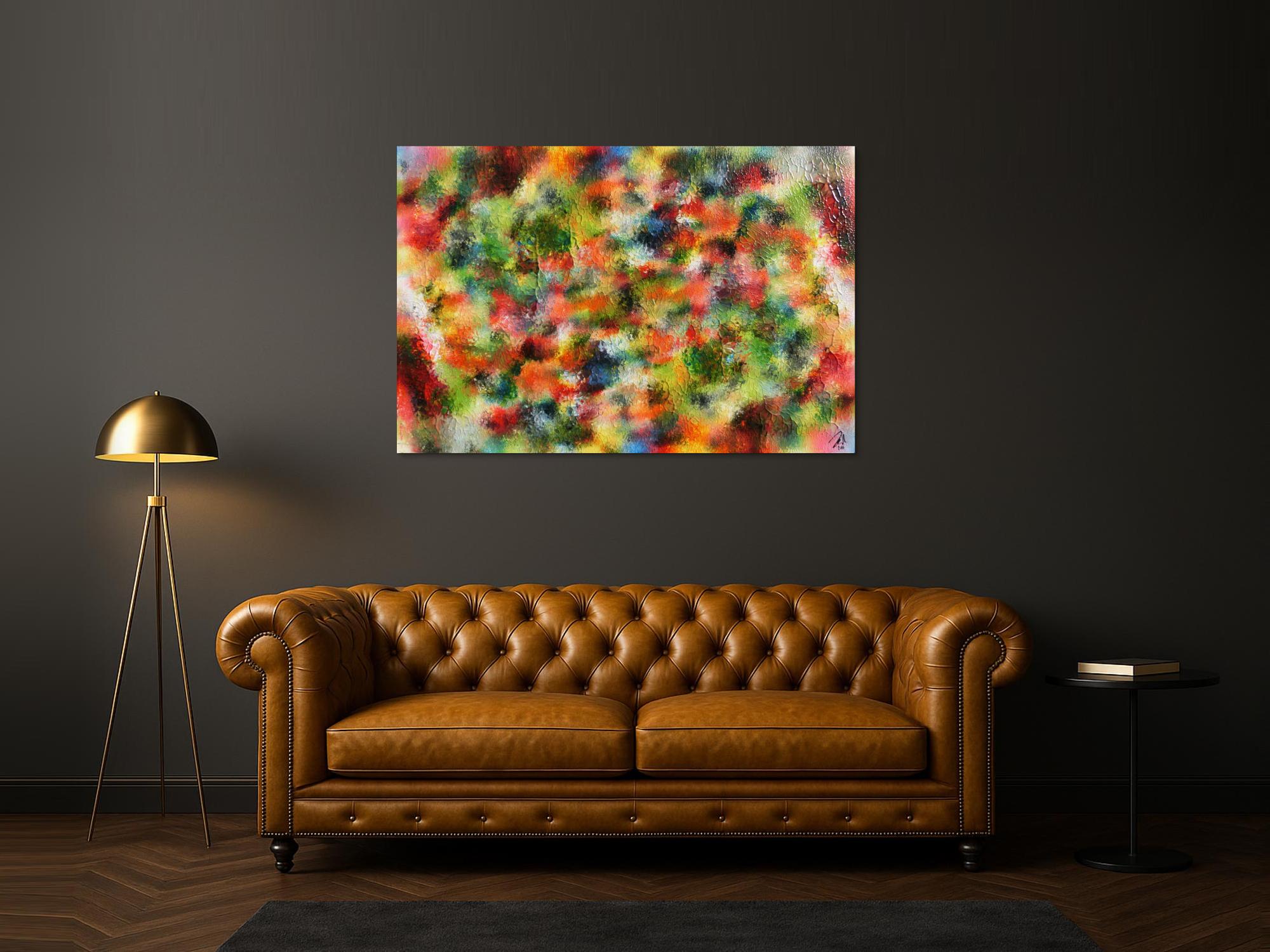 Abstraktes Acrylgemälde modern sehr bunt und viele Farben