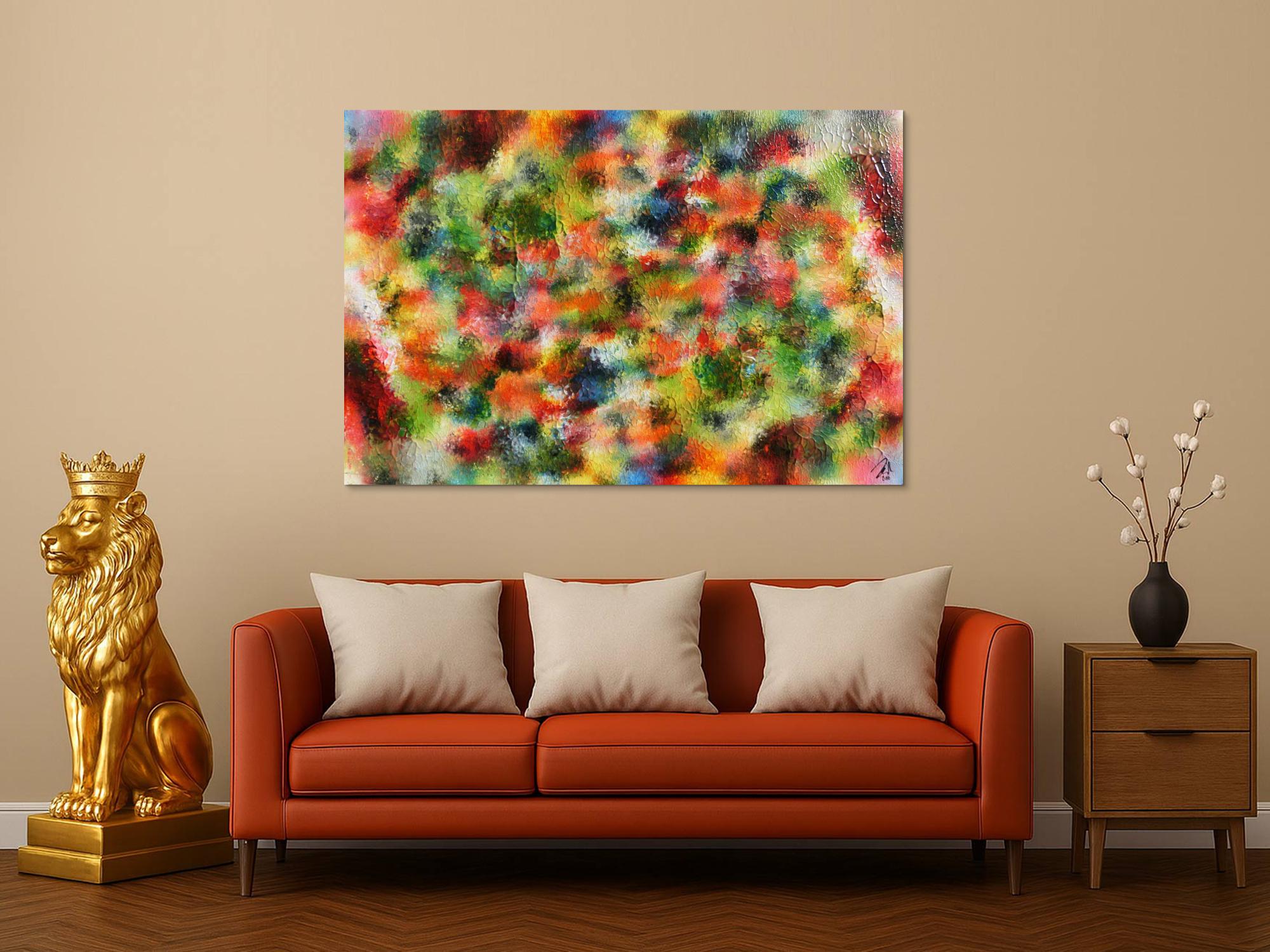 Abstraktes Acrylgemälde modern sehr bunt und viele Farben