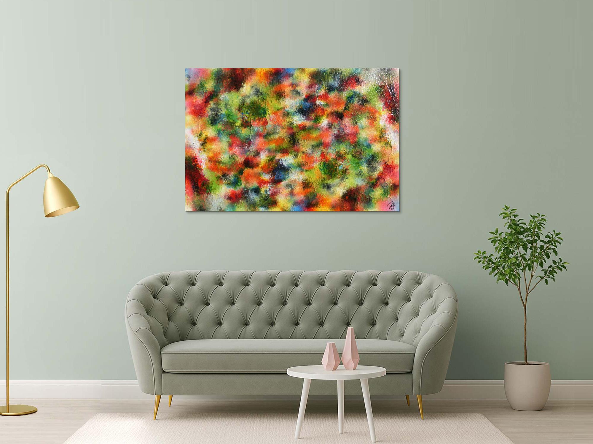 Abstraktes Acrylgemälde modern sehr bunt und viele Farben