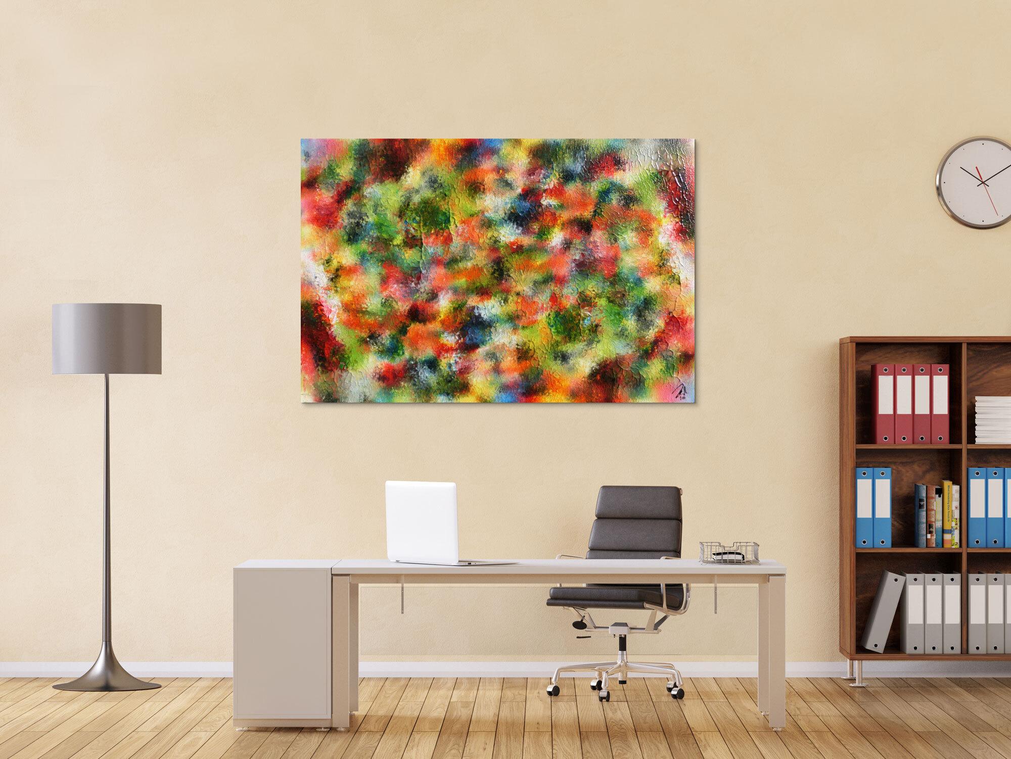 Abstraktes Acrylgemälde modern sehr bunt und viele Farben