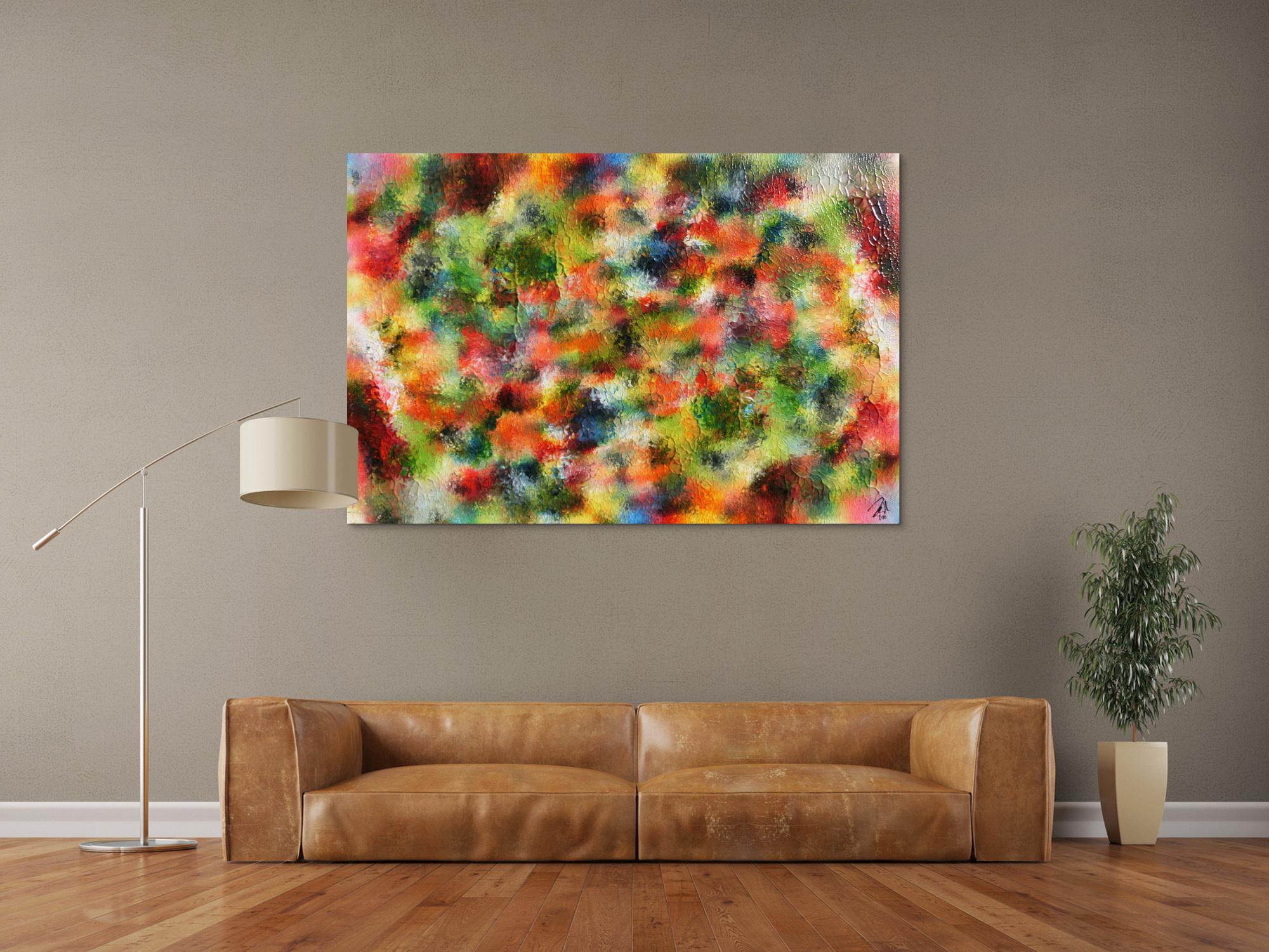 Abstraktes Acrylgemälde modern sehr bunt und viele Farben