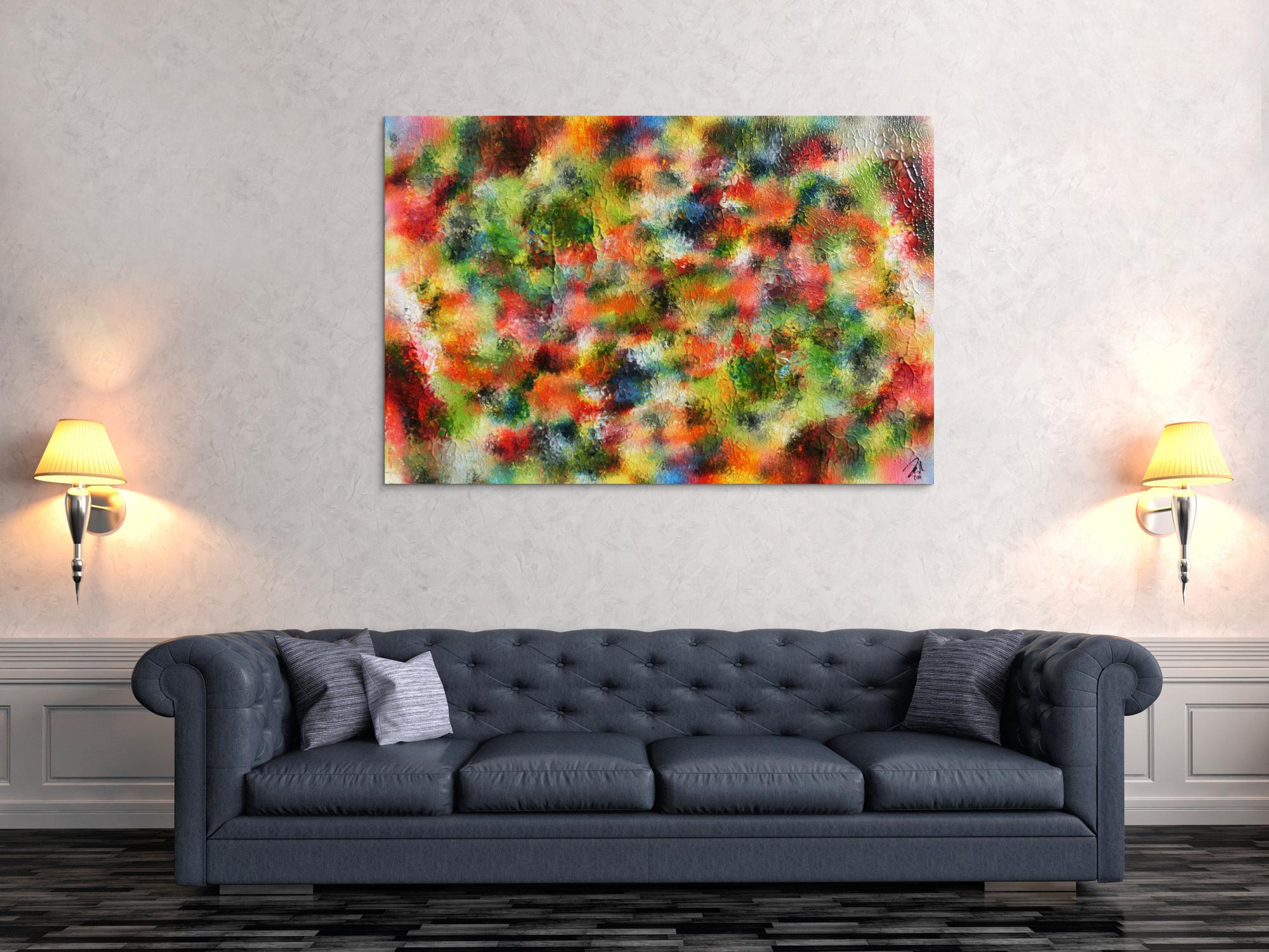 Abstraktes Acrylgemälde modern sehr bunt und viele Farben