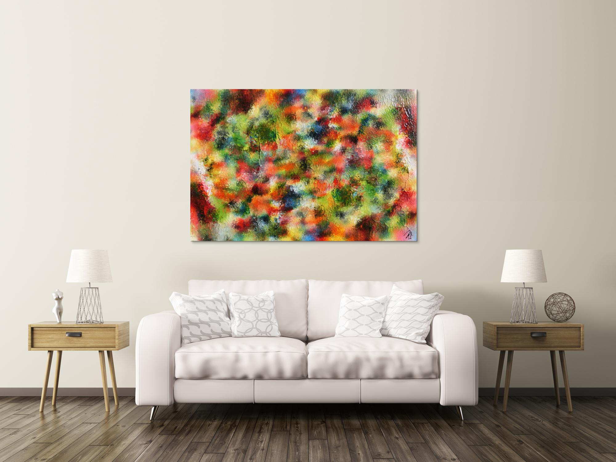 Abstraktes Acrylgemälde modern sehr bunt und viele Farben