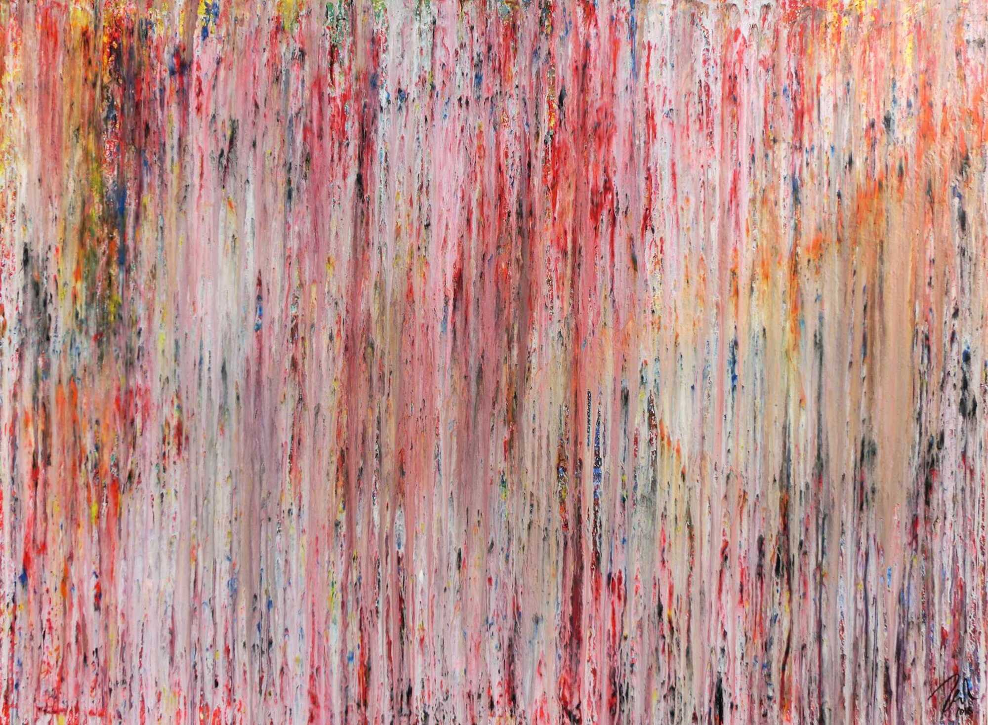 Abstraktes Gemälde aus Acryl mit hellen Farben bunt schlicht modern