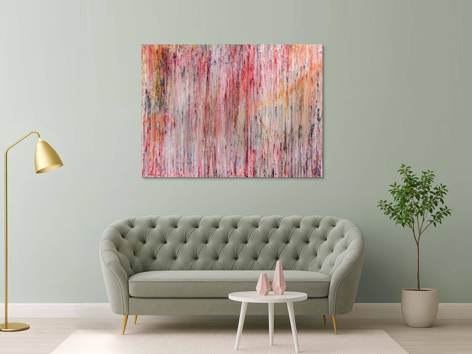 Abstraktes Gemälde aus Acryl mit hellen Farben bunt schlicht modern