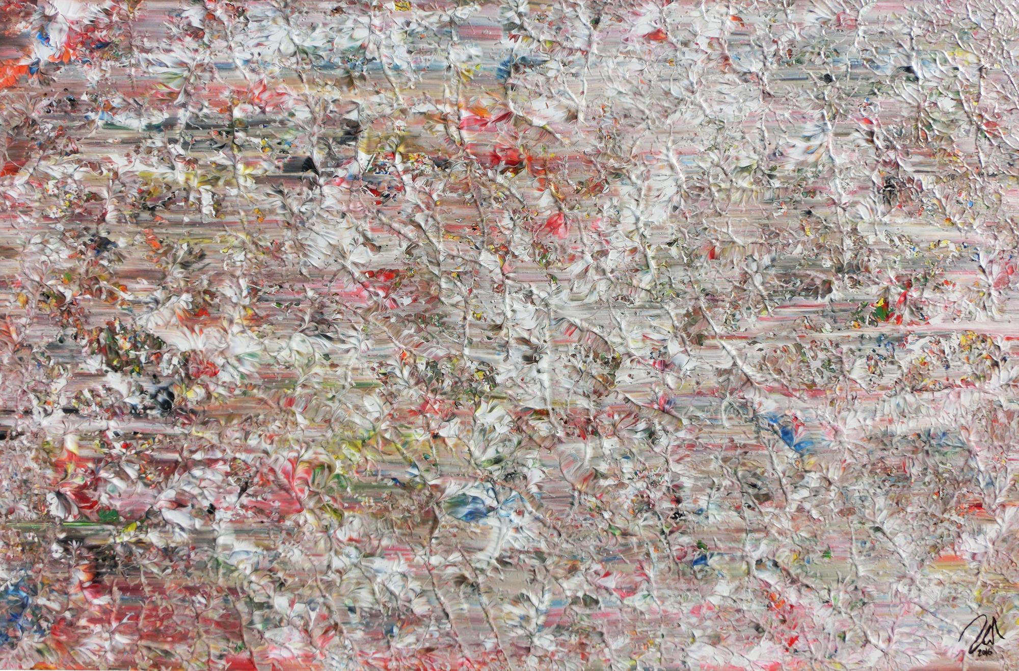 Helles abstraktes Acrylgemälde mit viel weiß und pastel schlicht und modern