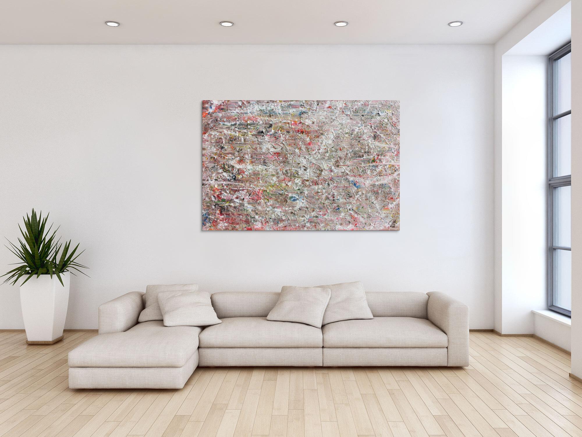 Helles abstraktes Acrylgemälde mit viel weiß und pastel schlicht und modern