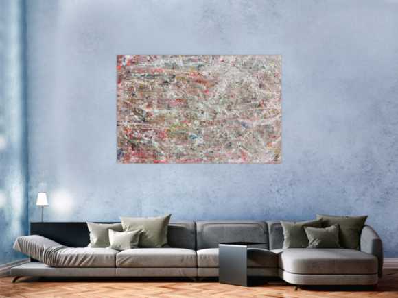 Helles abstraktes Acrylgemälde mit viel weiß und pastel schlicht und modern