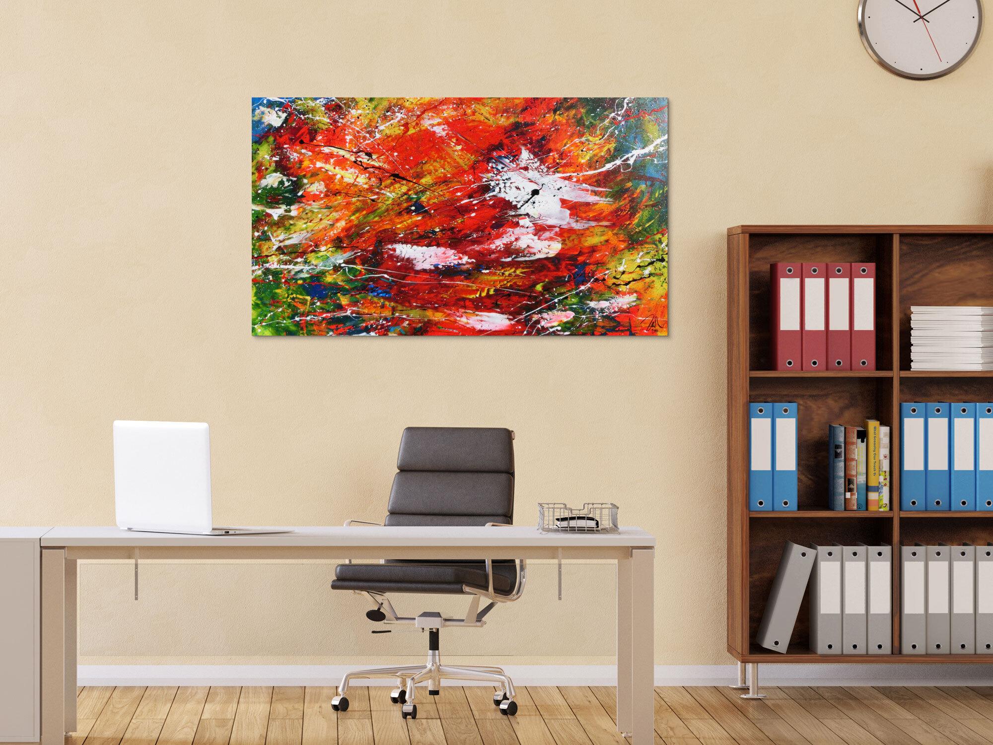 Modernes Acrylgemälde abstrakt mit viel rot