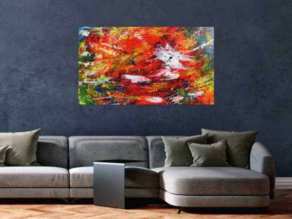 Modernes Acrylgemälde abstrakt mit viel rot