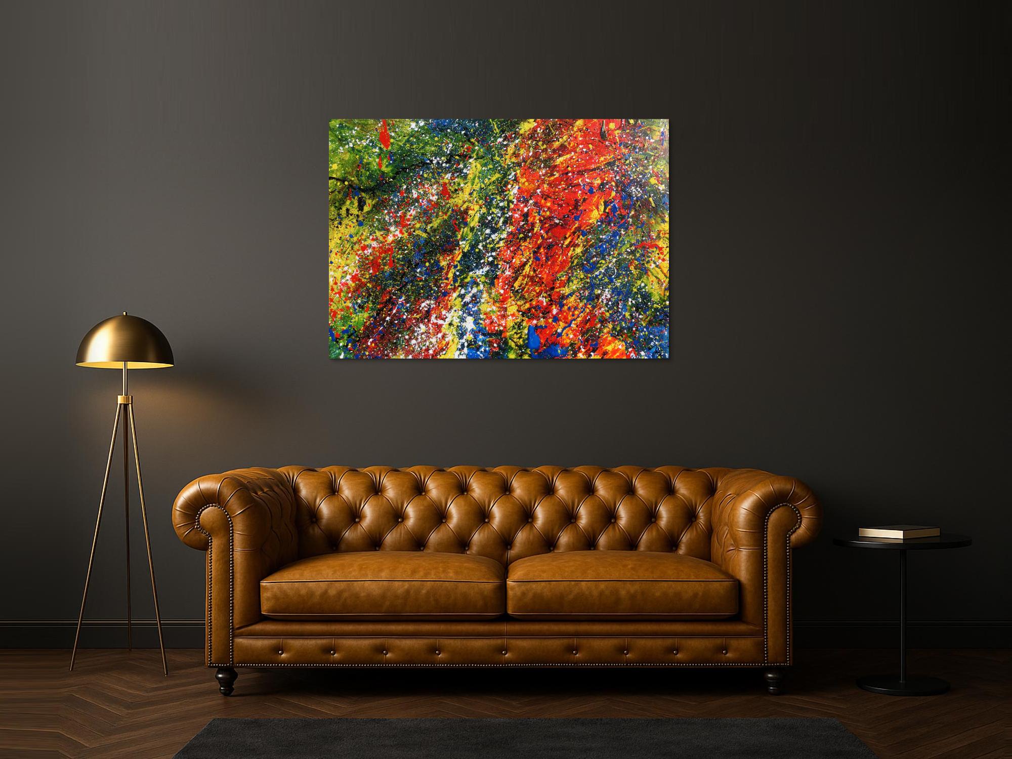 Sehr buntes Acrylgemälde modern abstrakt mit vielen Farben