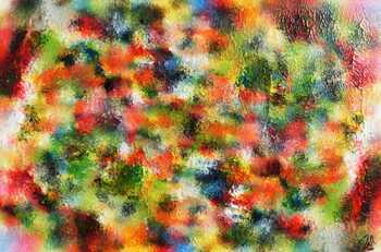 Modernes Acrylgemälde abstrakt sehr bunt viele Farben