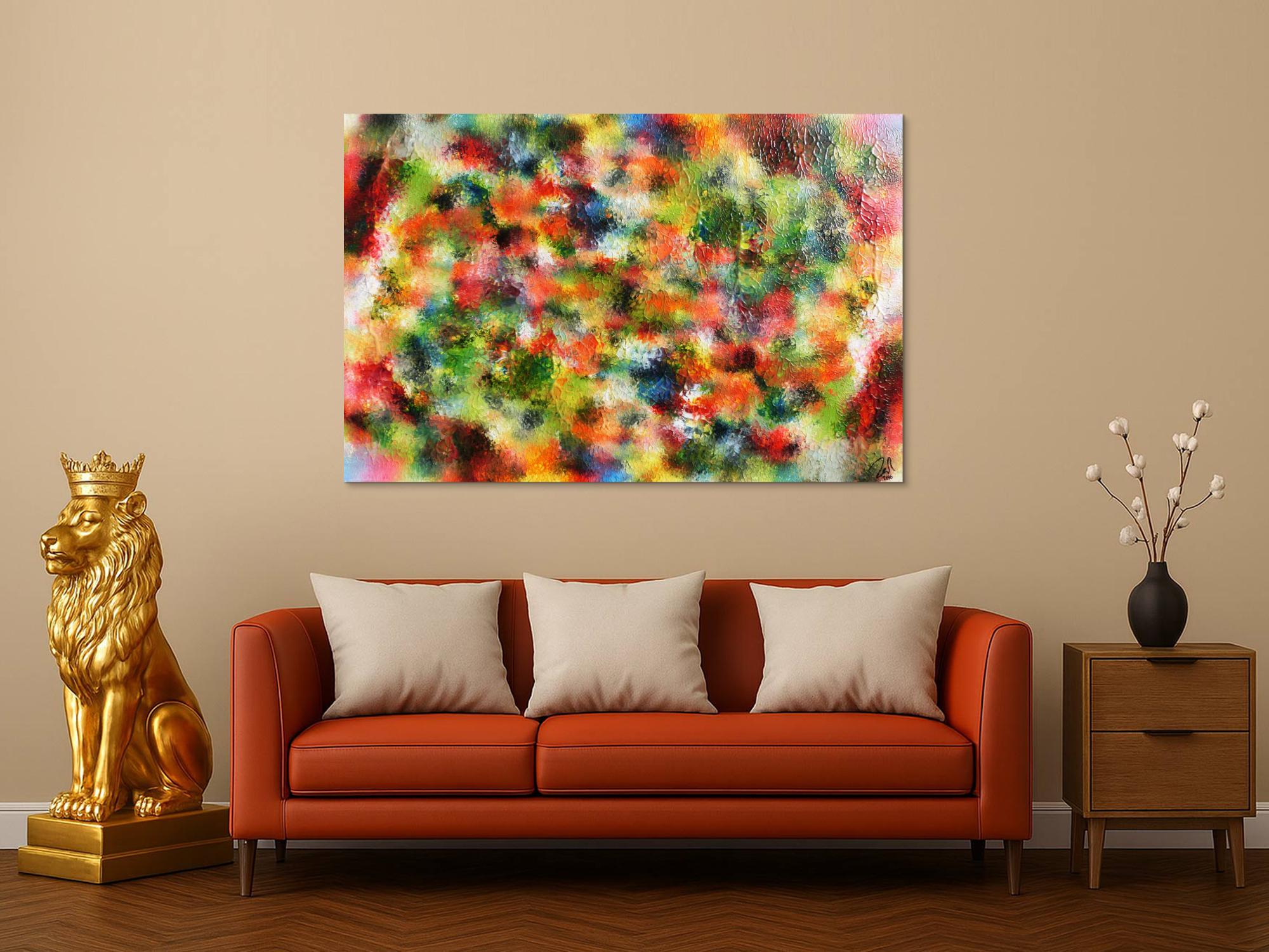 Modernes Acrylgemälde abstrakt sehr bunt viele Farben