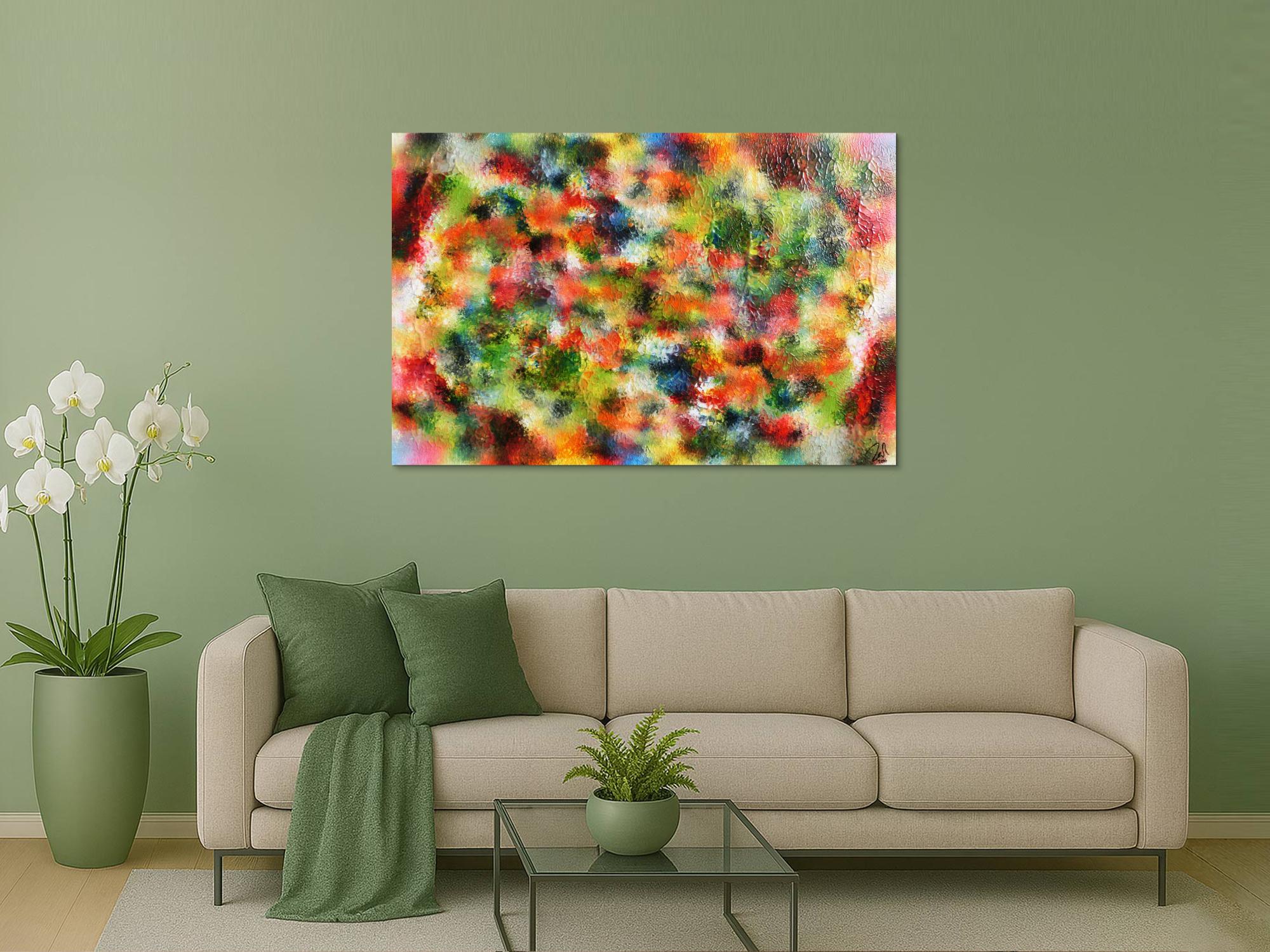 Modernes Acrylgemälde abstrakt sehr bunt viele Farben