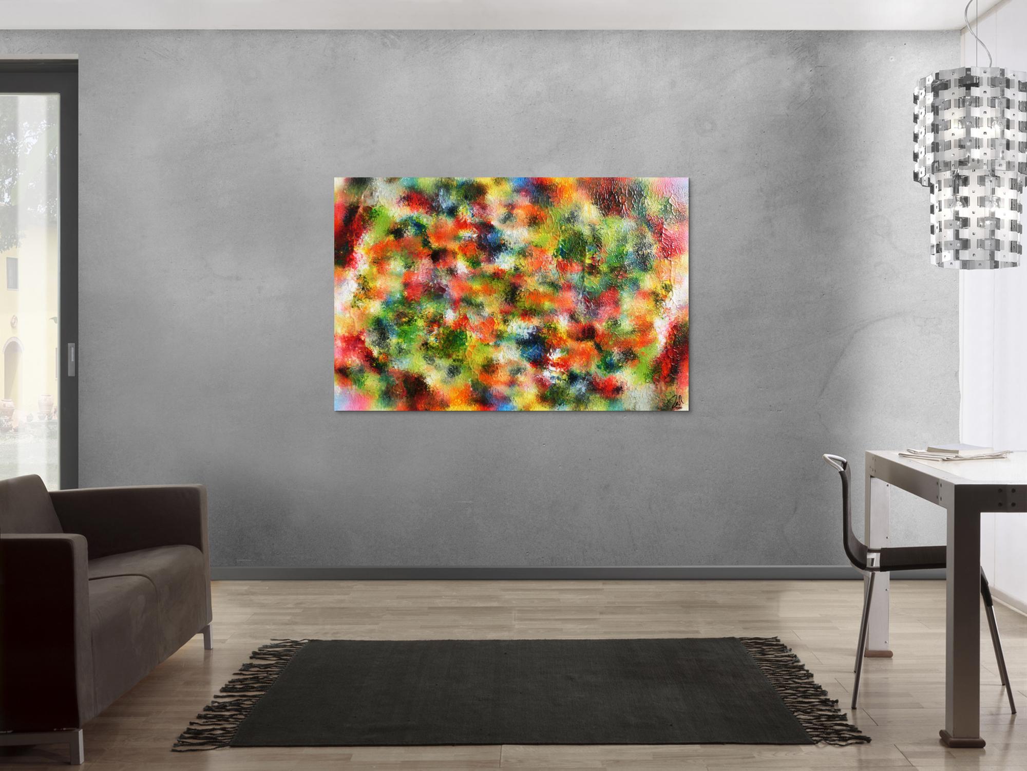 Modernes Acrylgemälde abstrakt sehr bunt viele Farben