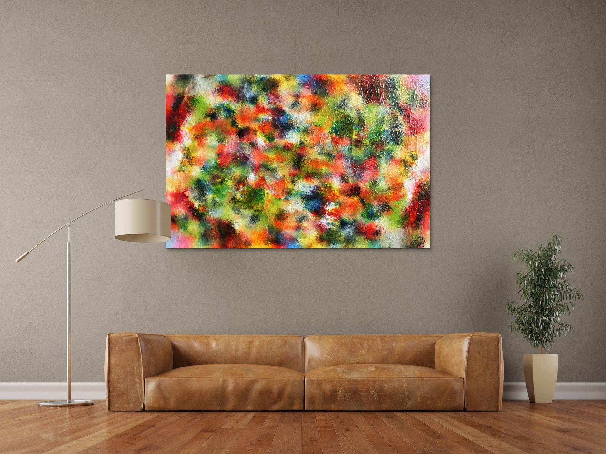 Modernes Acrylgemälde abstrakt sehr bunt viele Farben