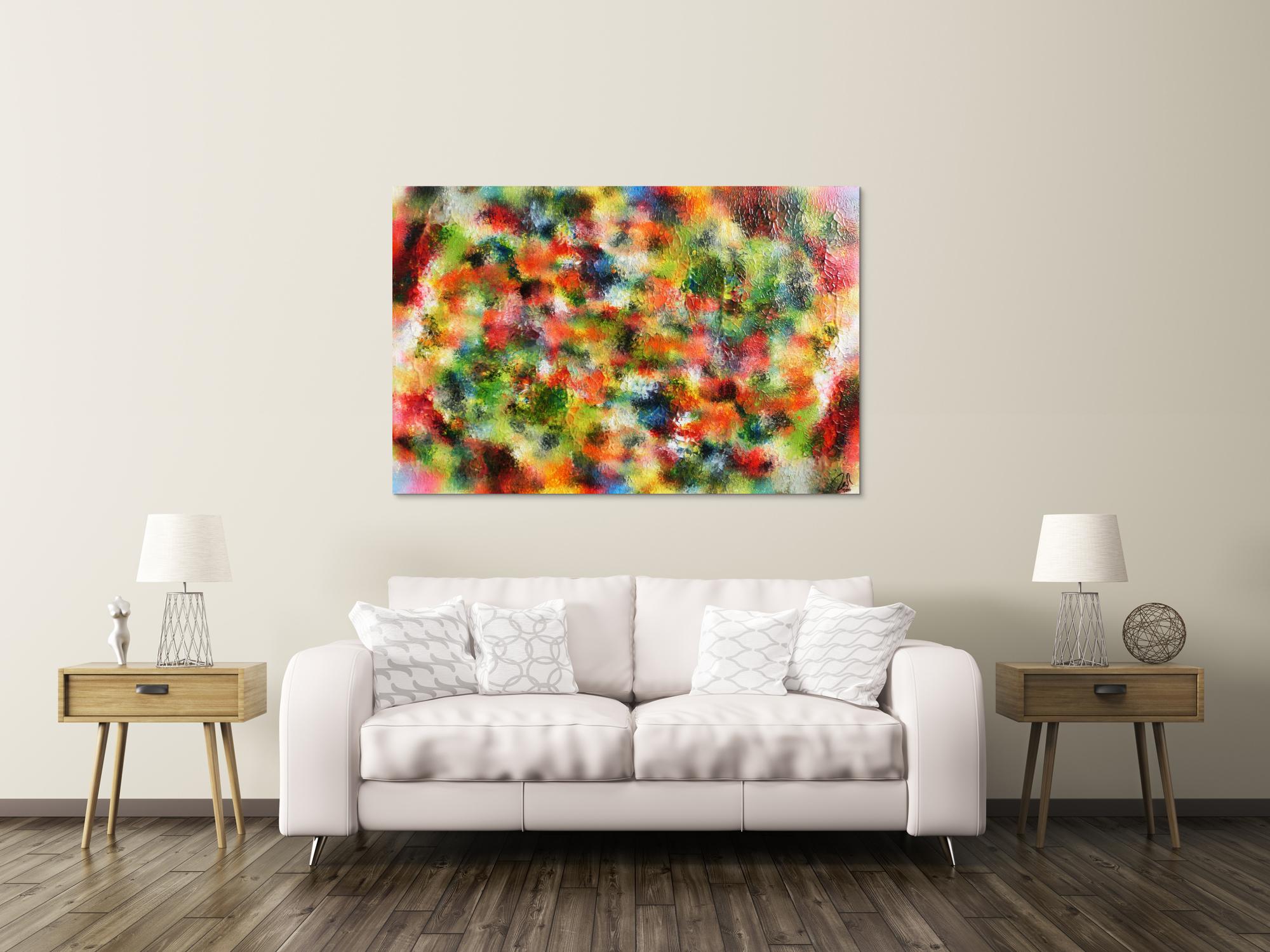 Modernes Acrylgemälde abstrakt sehr bunt viele Farben