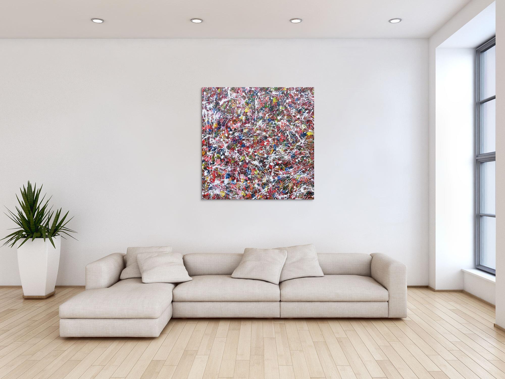 Modernes Acrylgemälde abstrakt bunt viele Farben quadratisch