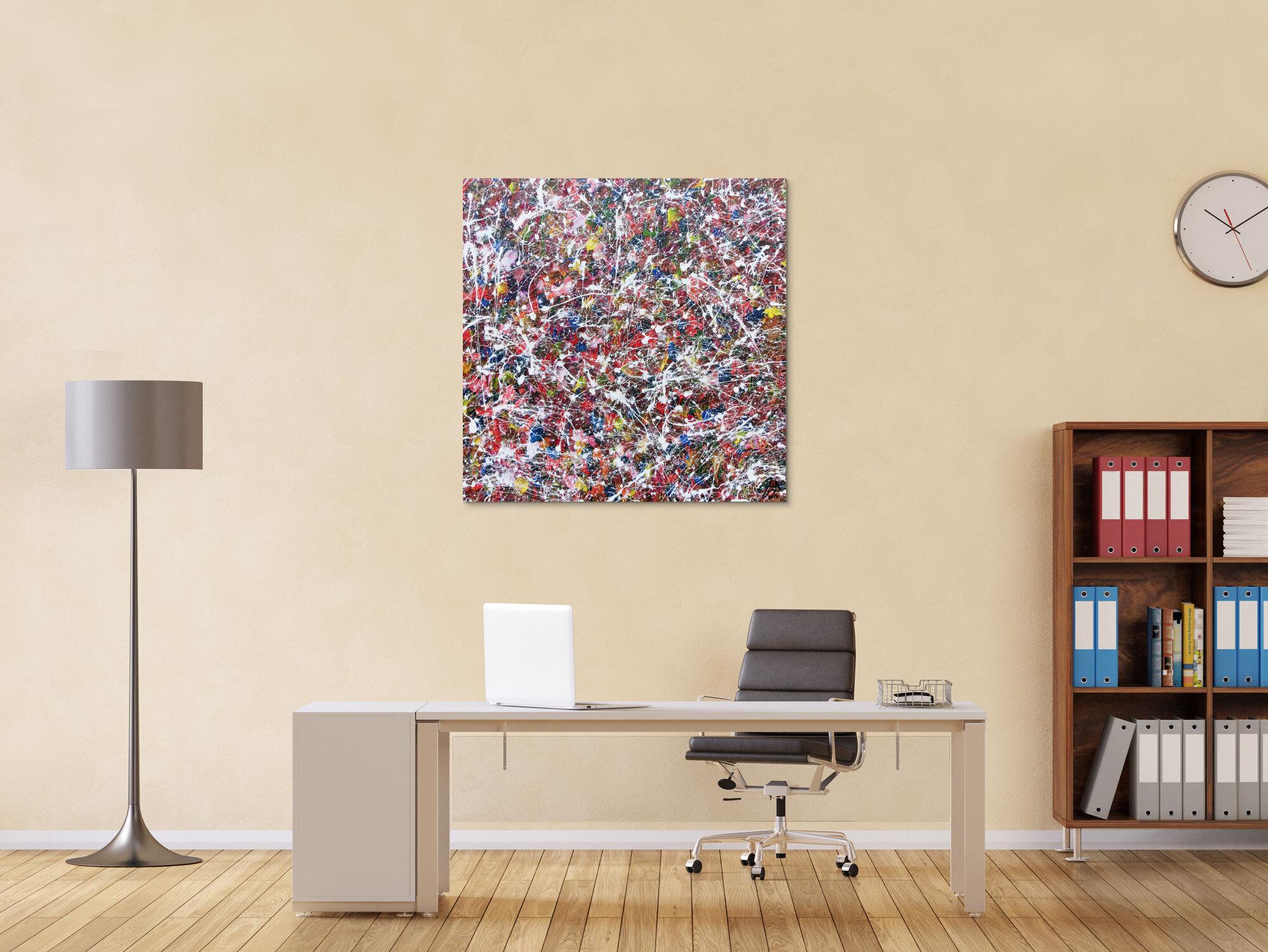 Modernes Acrylgemälde abstrakt bunt viele Farben quadratisch