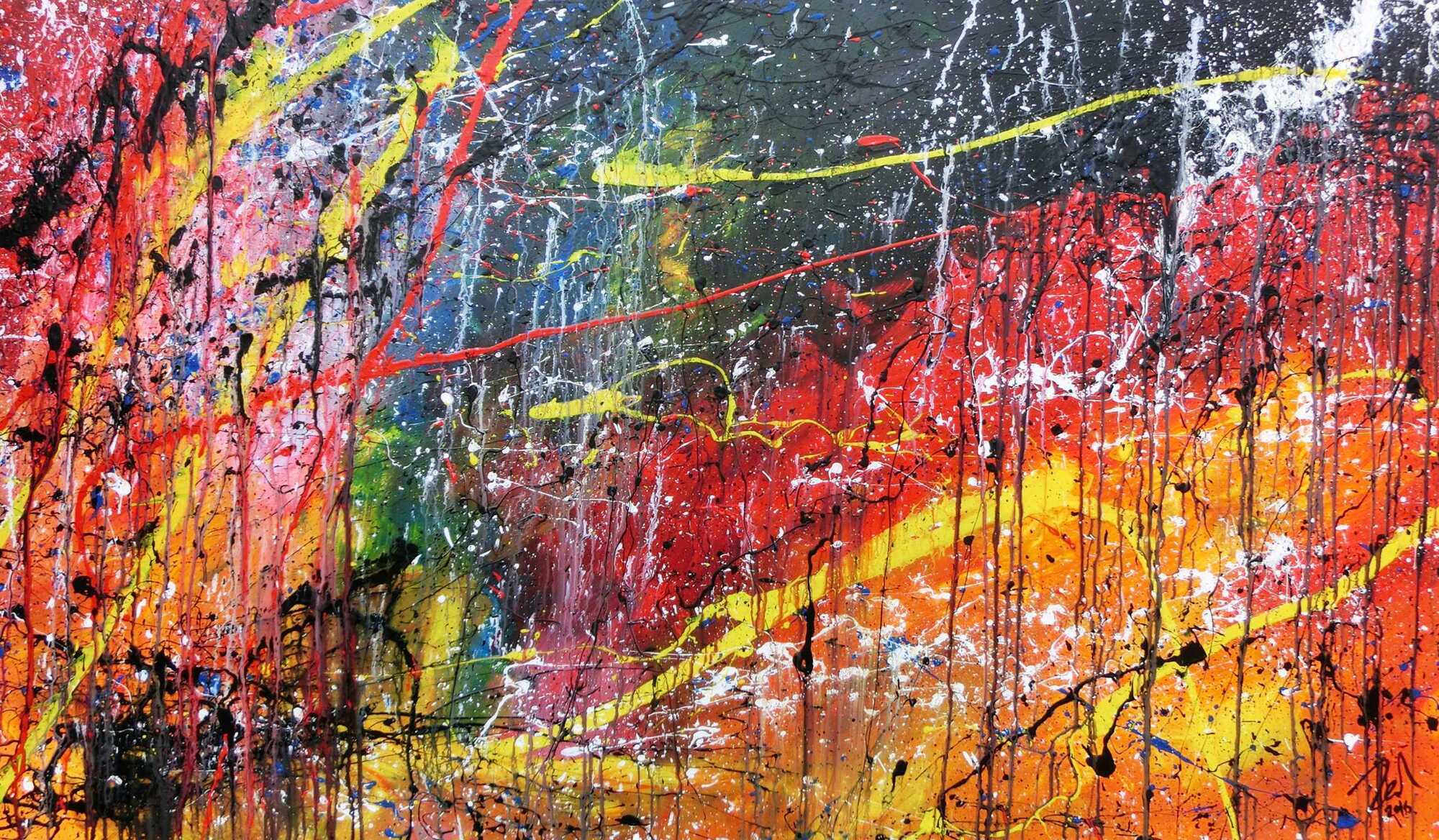 Modernes Acrylgemälde abstrakt bunt viele Farben