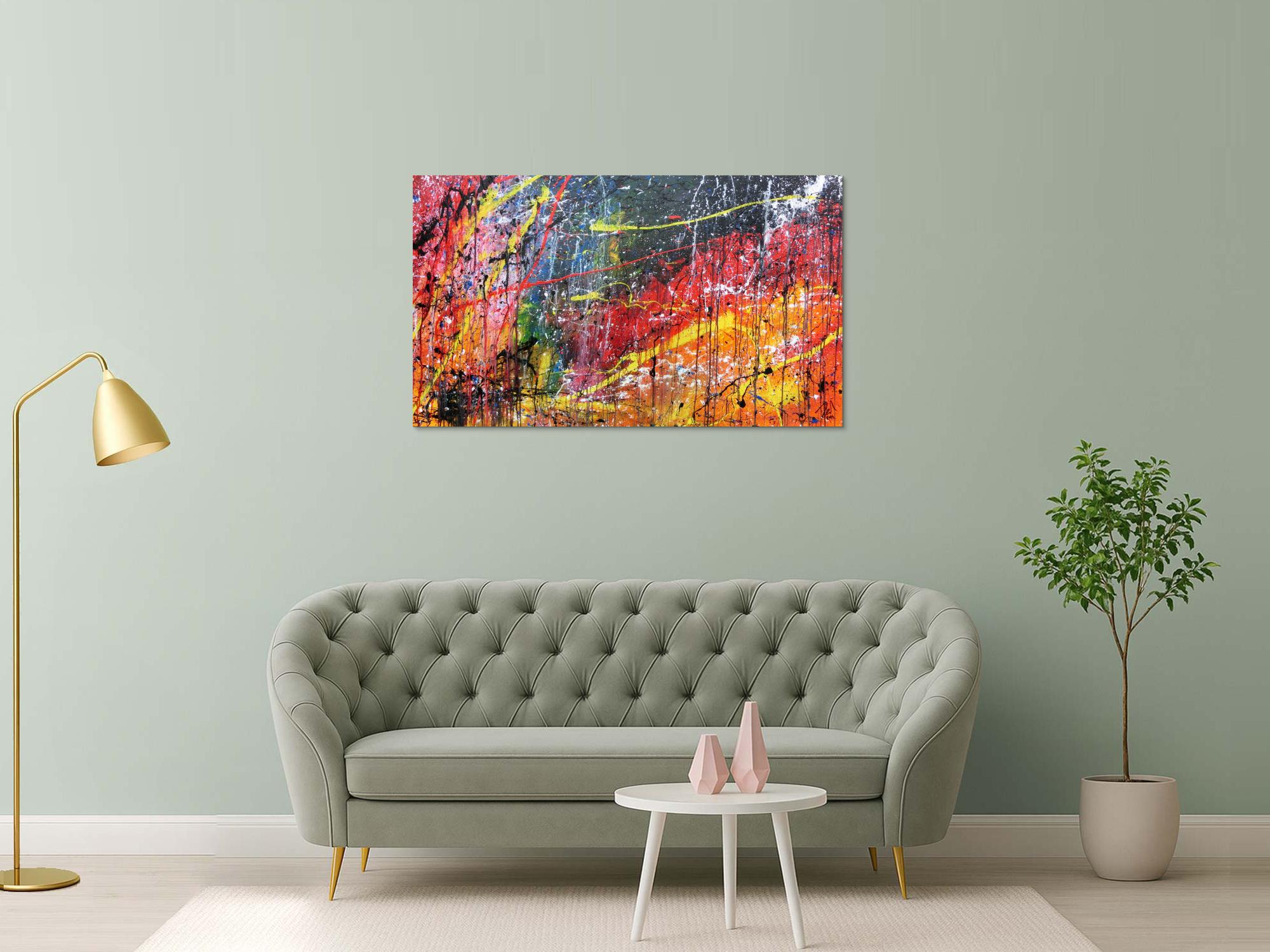 Modernes Acrylgemälde abstrakt bunt viele Farben