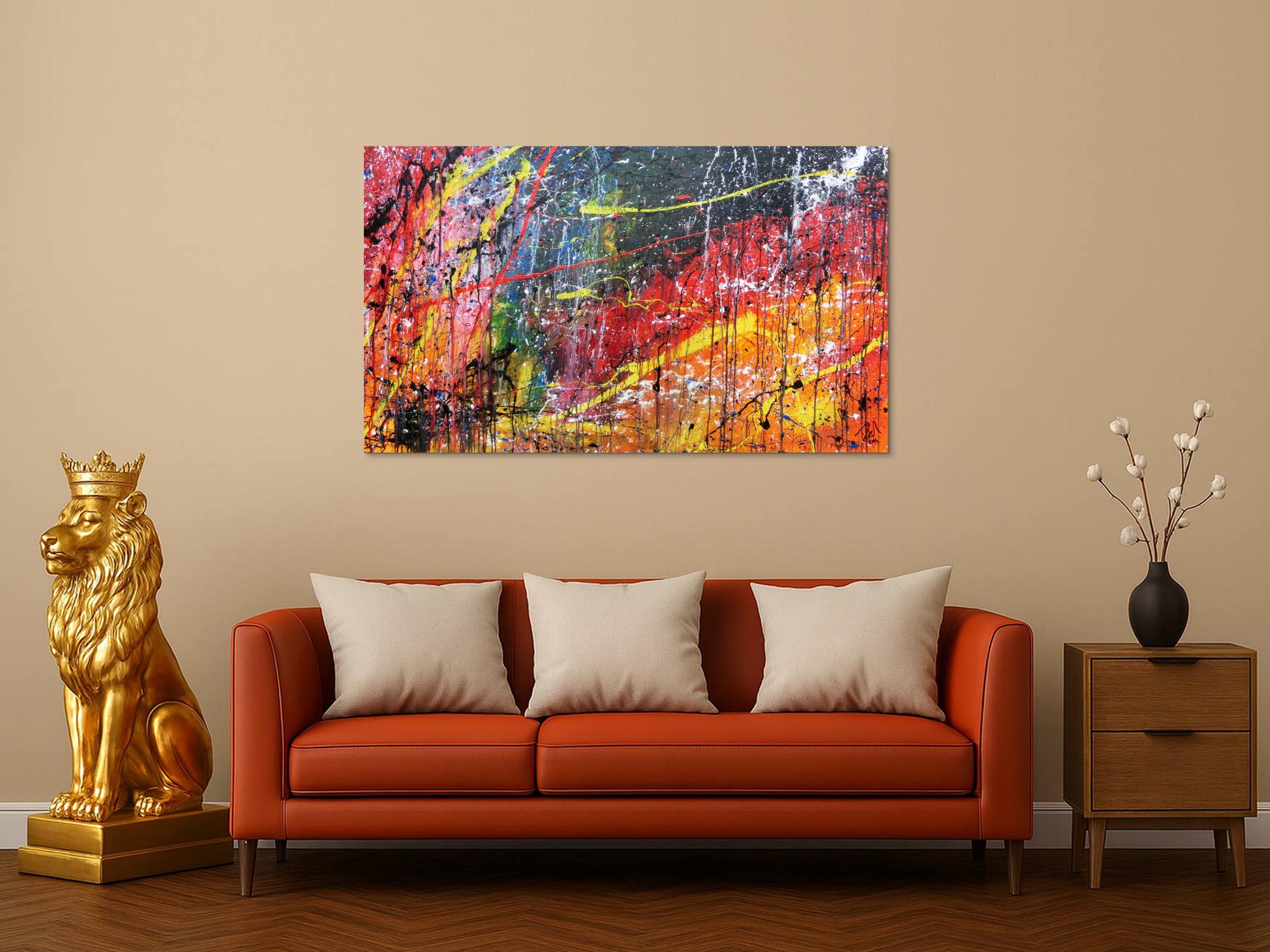 Modernes Acrylgemälde abstrakt bunt viele Farben