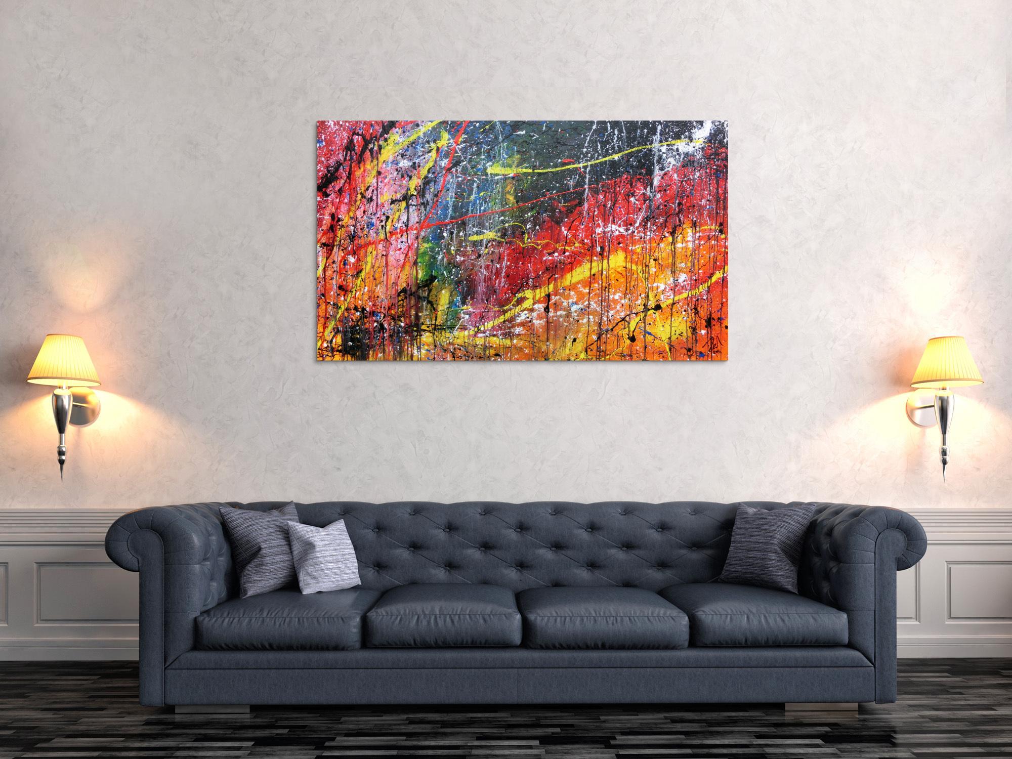 Modernes Acrylgemälde abstrakt bunt viele Farben