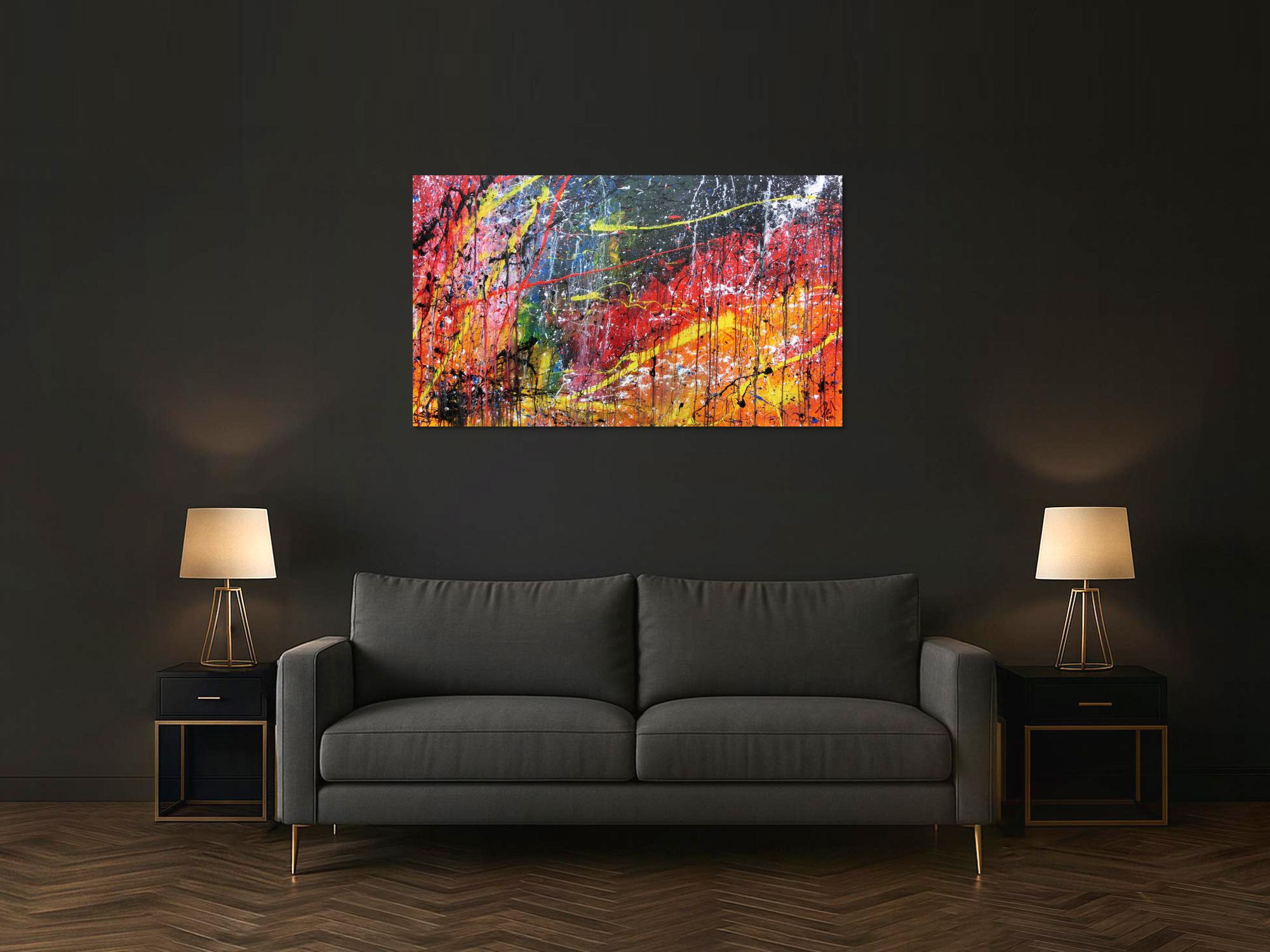 Modernes Acrylgemälde abstrakt bunt viele Farben