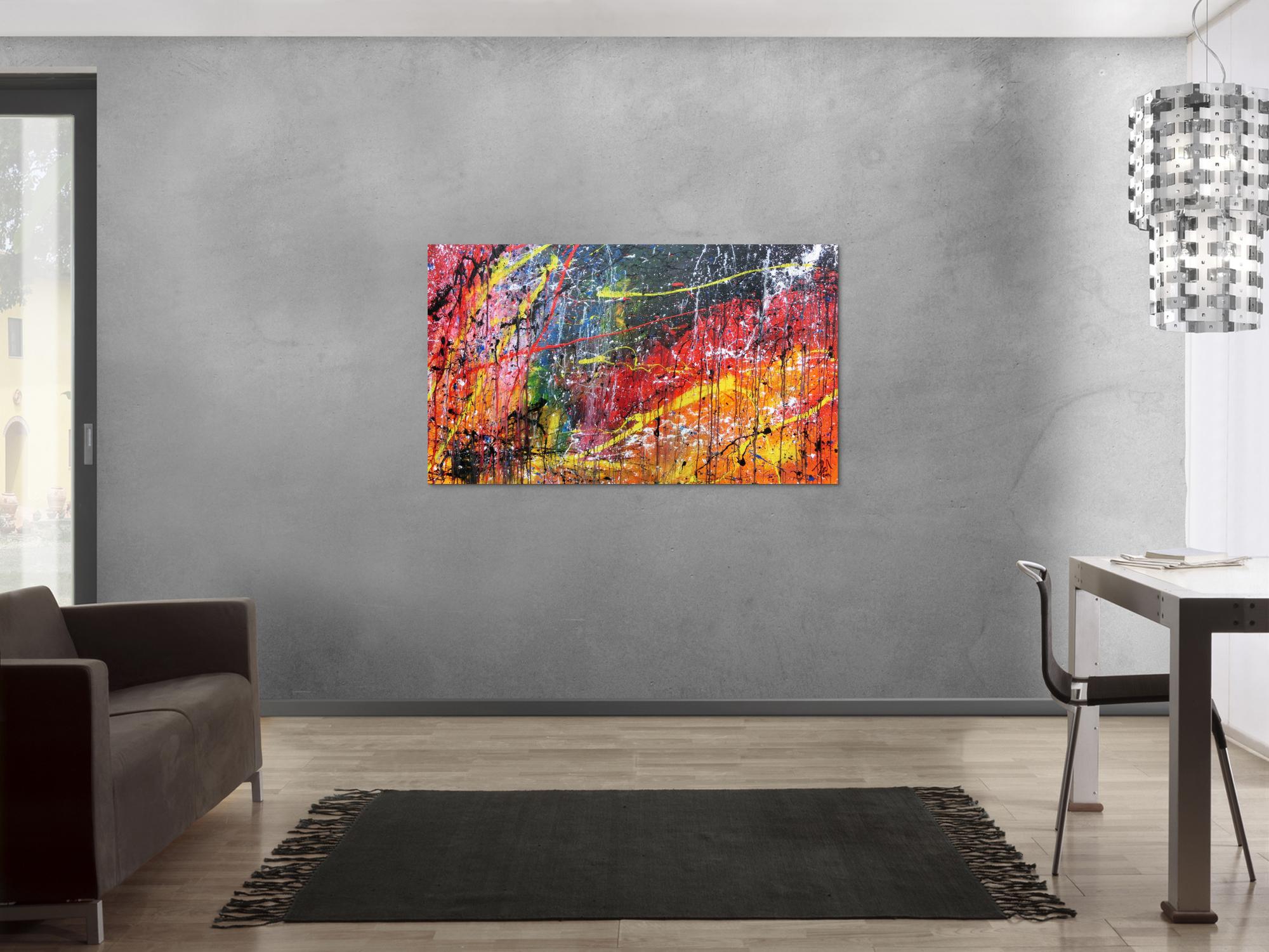 Modernes Acrylgemälde abstrakt bunt viele Farben