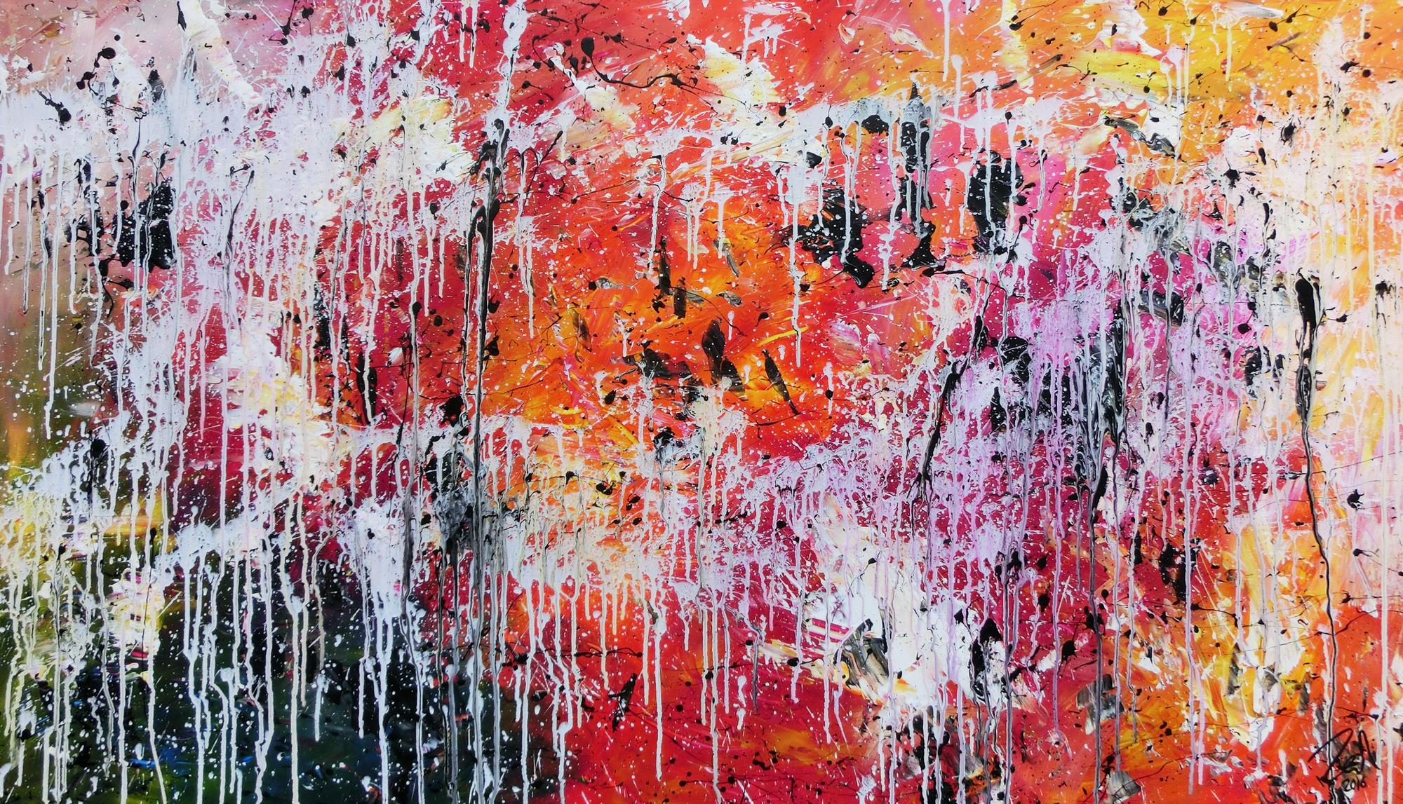 Abstraktes modernes Gemälde acryl sehr bunt und viele Farben