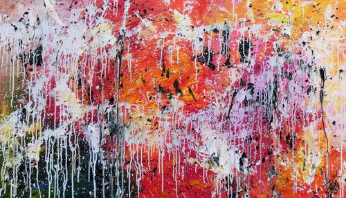 Abstraktes modernes Gemälde acryl sehr bunt und viele Farben