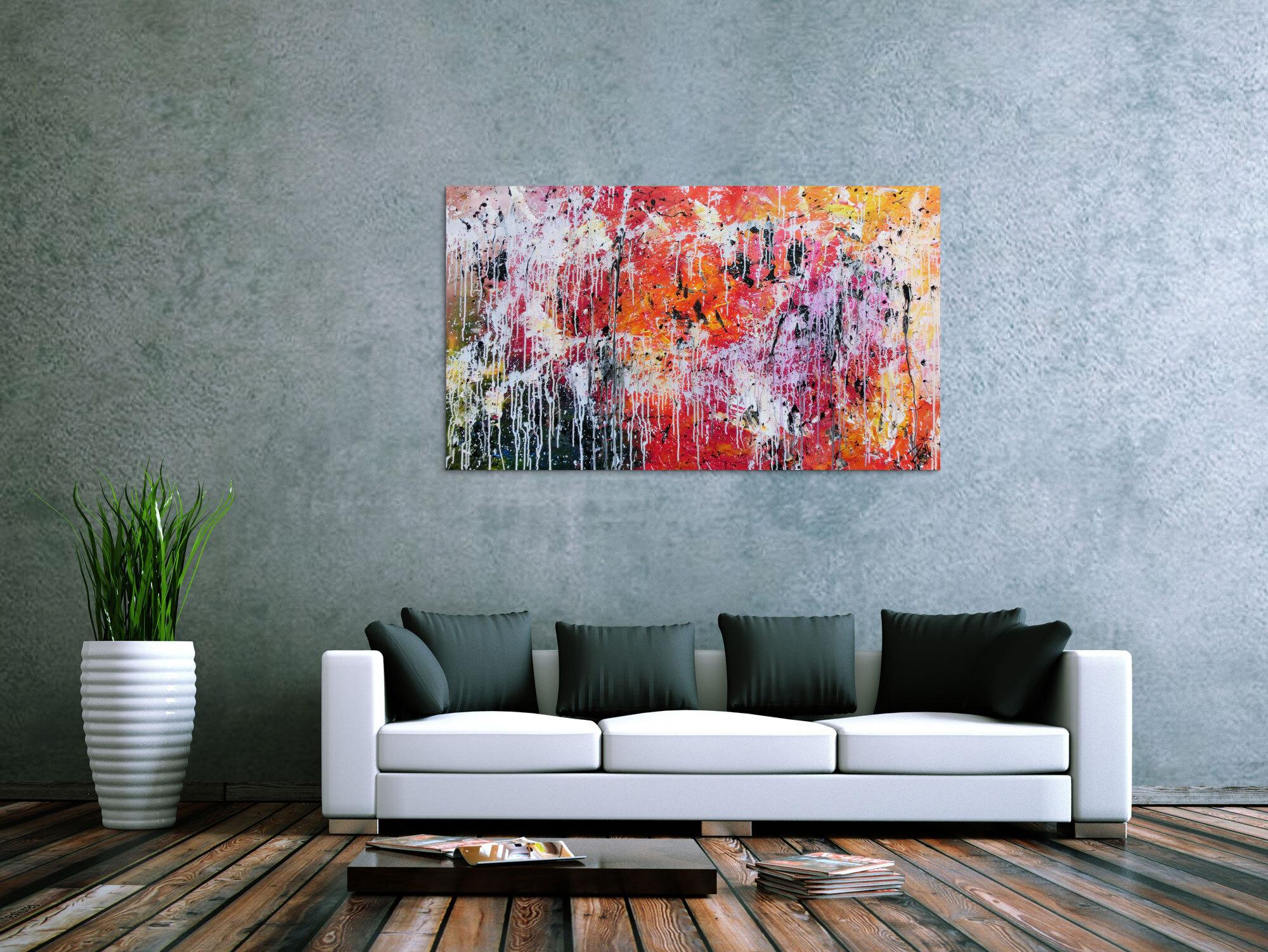 Abstraktes modernes Gemälde acryl sehr bunt und viele Farben