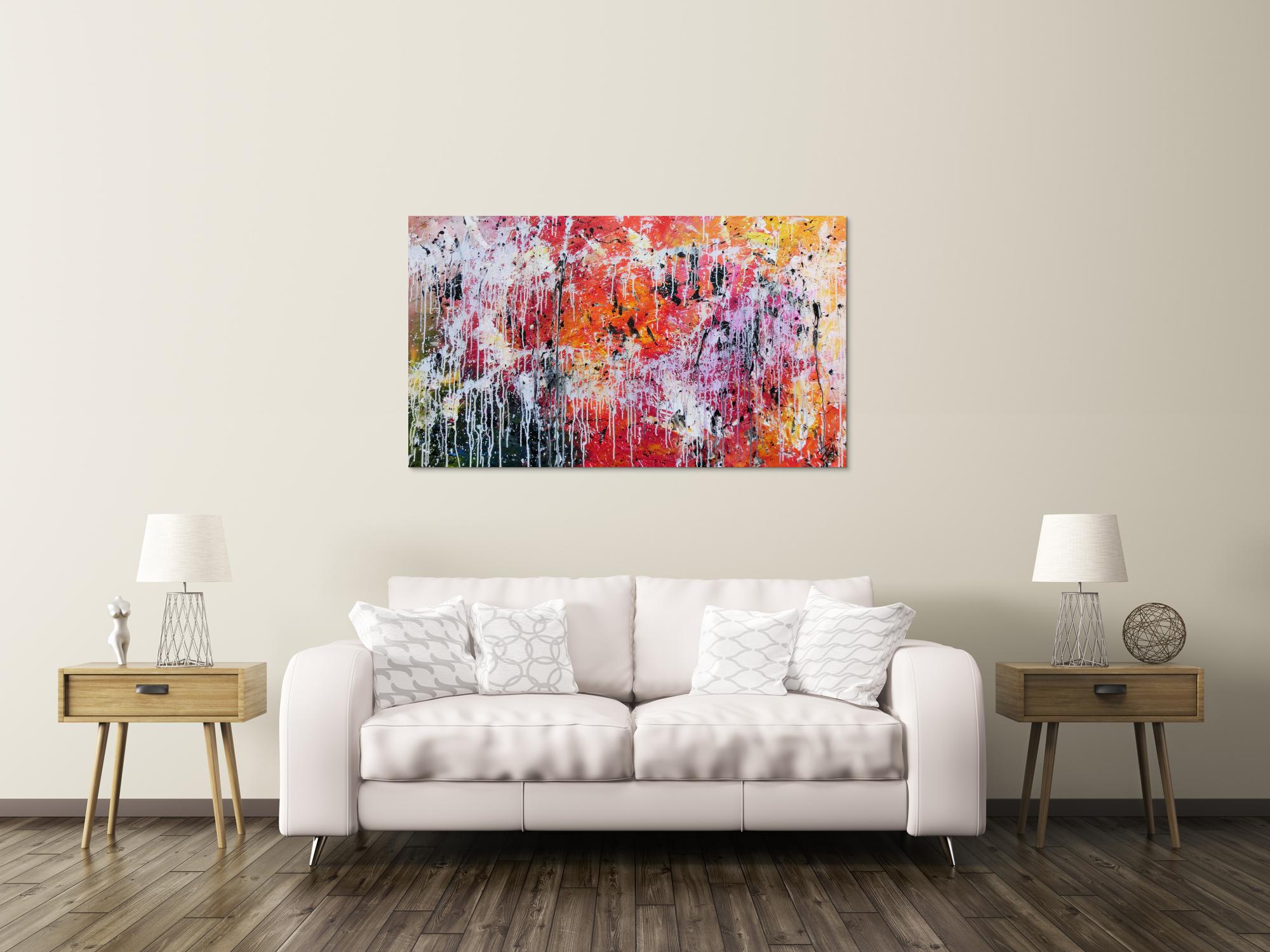 Abstraktes modernes Gemälde acryl sehr bunt und viele Farben