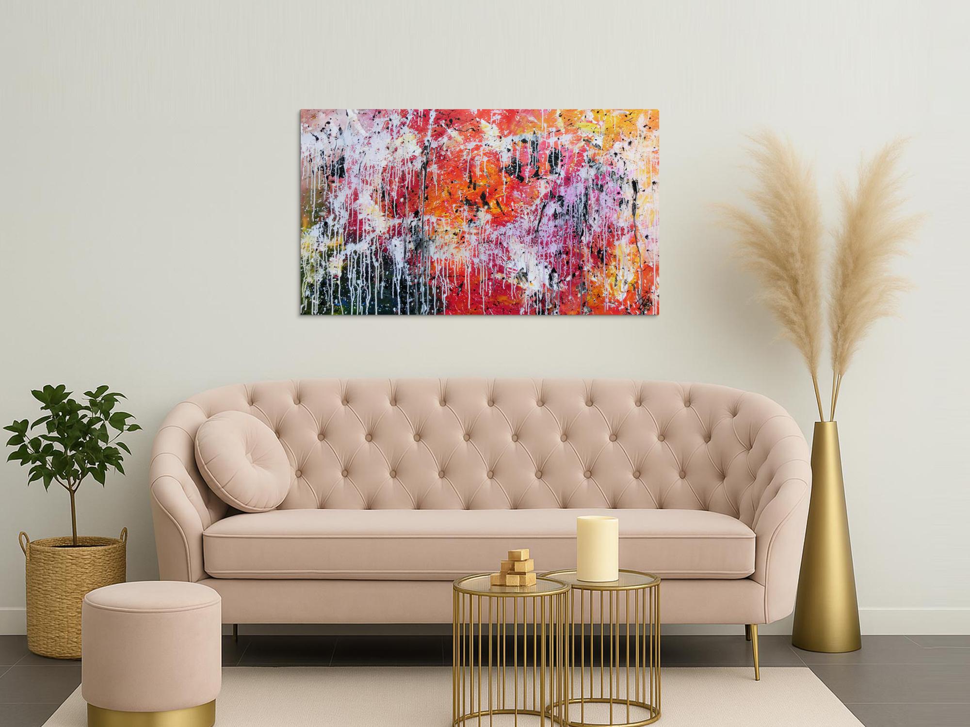 Abstraktes modernes Gemälde acryl sehr bunt und viele Farben