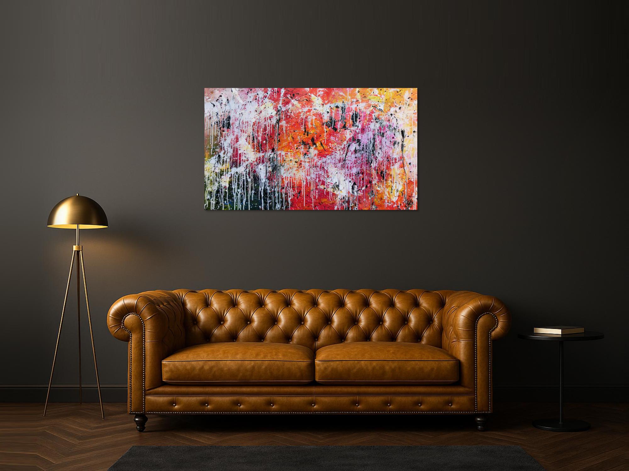 Abstraktes modernes Gemälde acryl sehr bunt und viele Farben