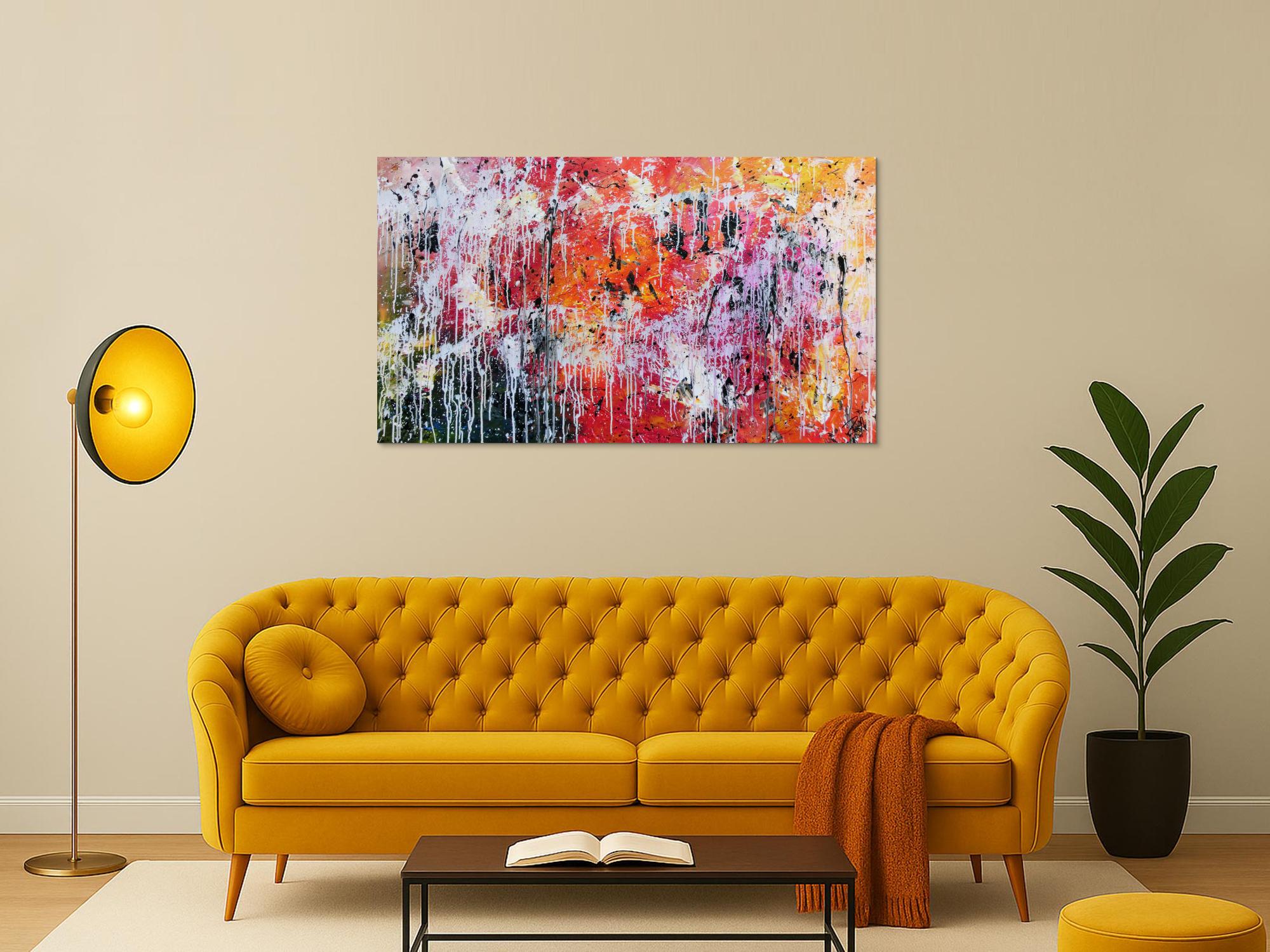 Abstraktes modernes Gemälde acryl sehr bunt und viele Farben