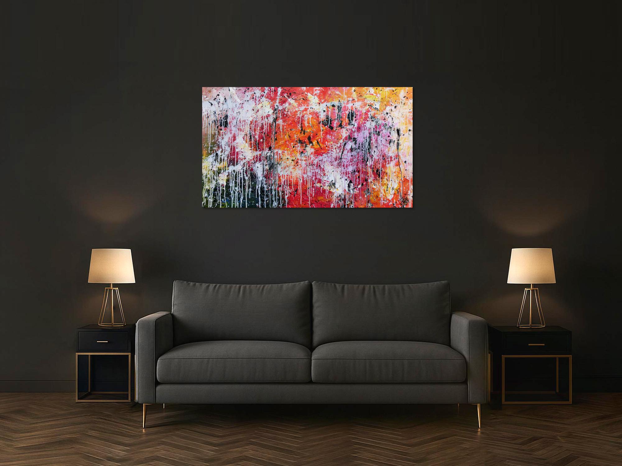 Abstraktes modernes Gemälde acryl sehr bunt und viele Farben